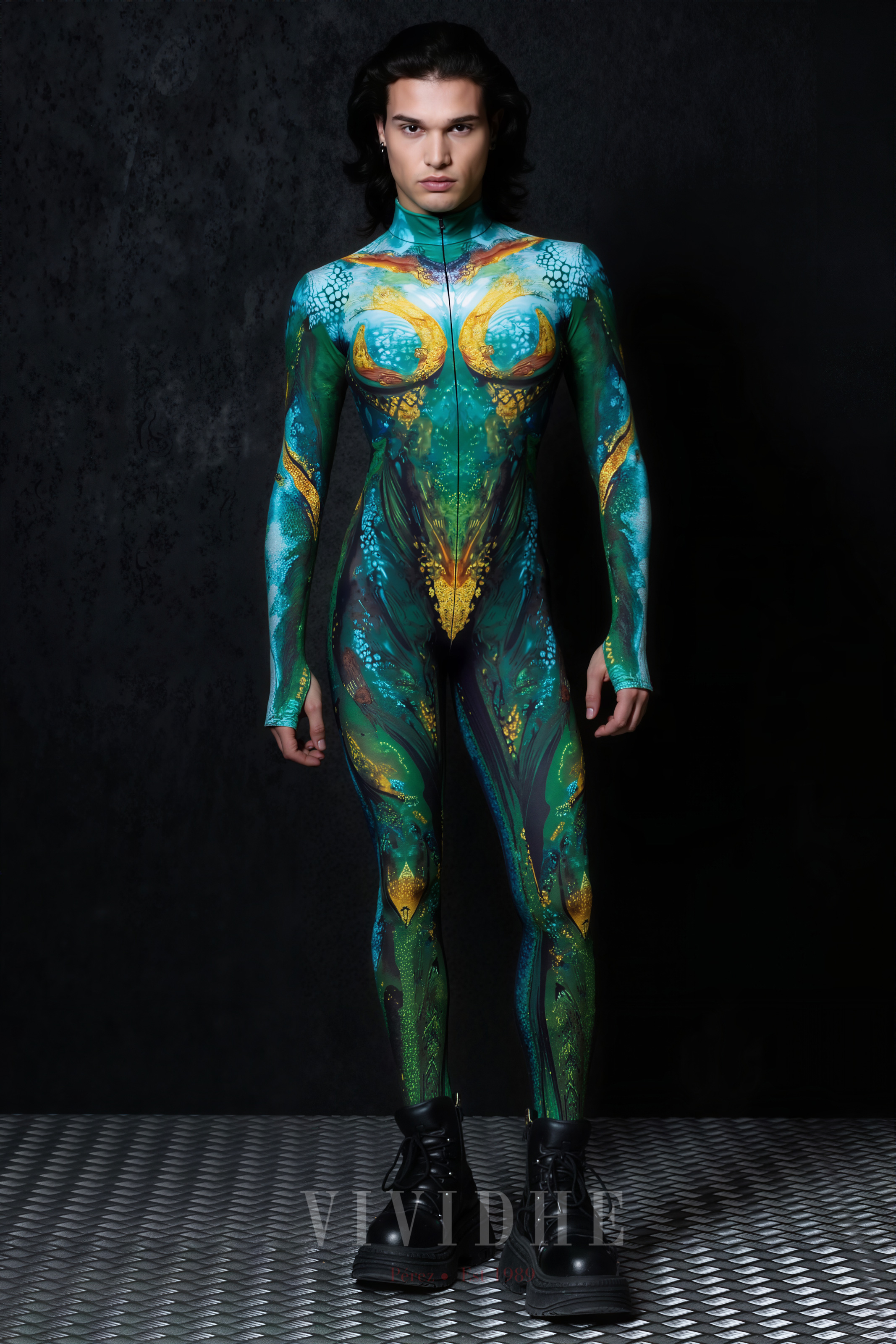 Peacock_Blue_Futuristic_Male_Costume_Men's_Stylish_Wear_VIVIDHE
