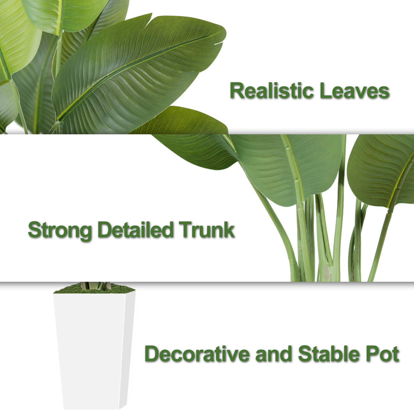 Keeplush Artificial  Faux Banana Leaf Tree with Tall Planter (5ft,6ft,7ft optional) 