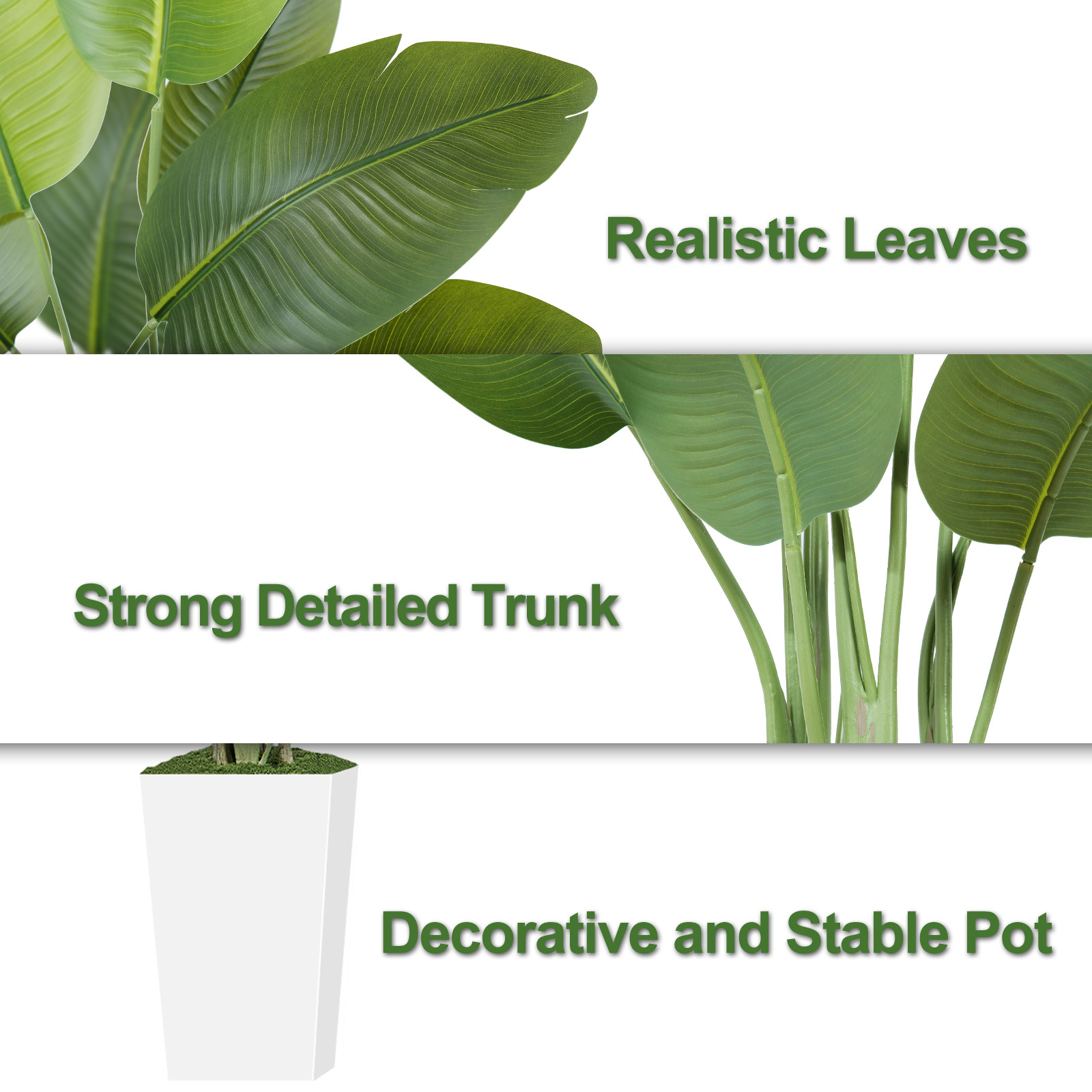 Keeplush Artificial  Faux Banana Leaf Tree with Tall Planter (5ft,6ft,7ft optional) 