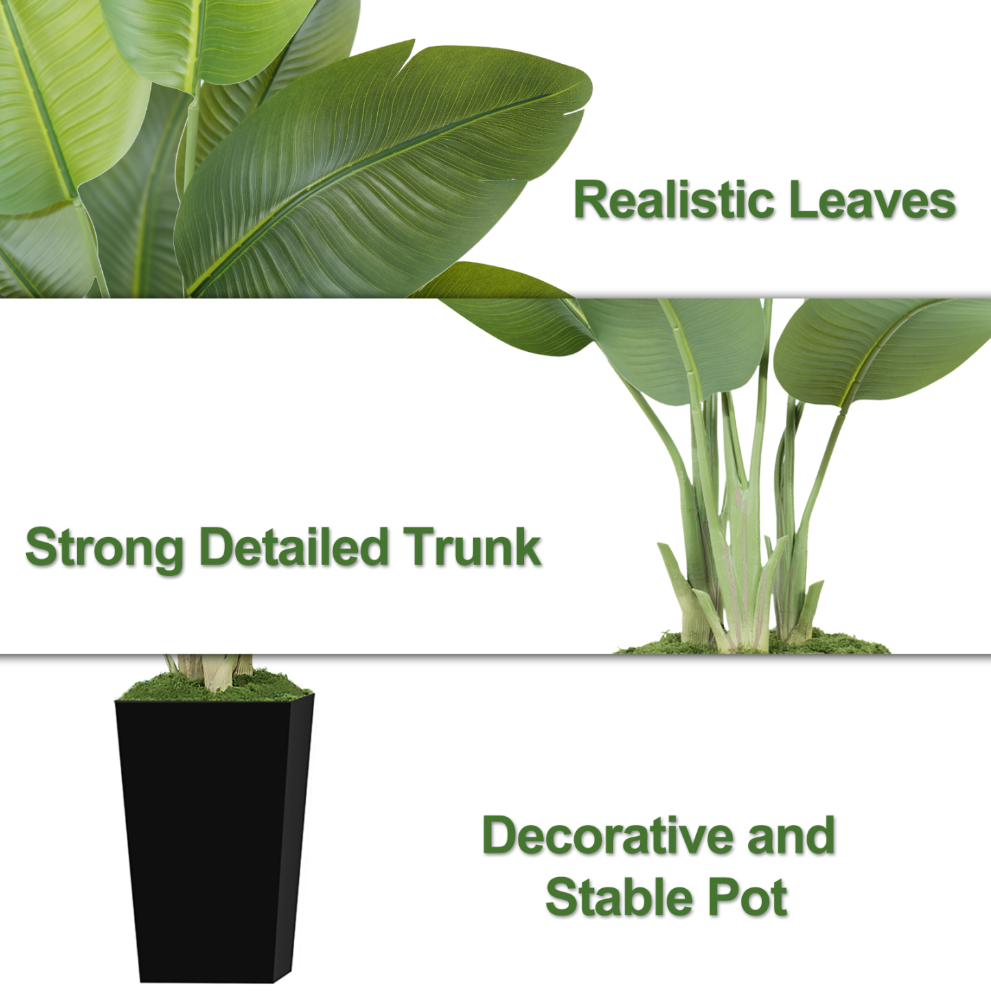 Keeplush Artificial  Faux Banana Leaf Tree with Tall Planter (5ft,6ft,7ft optional) 