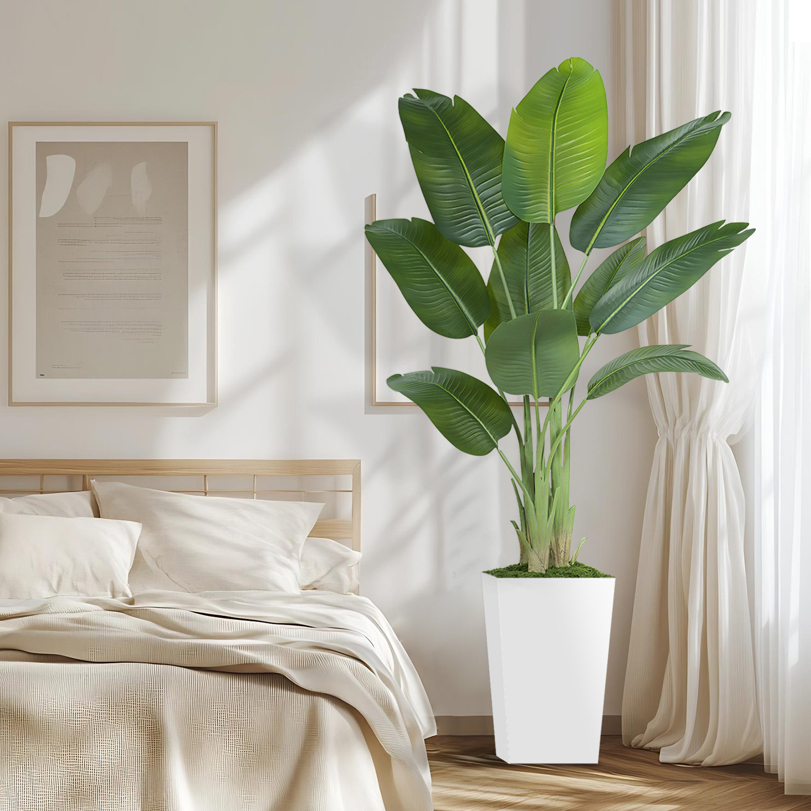 Keeplush Artificial  Faux Banana Leaf Tree with Tall Planter (5ft,6ft,7ft optional) 