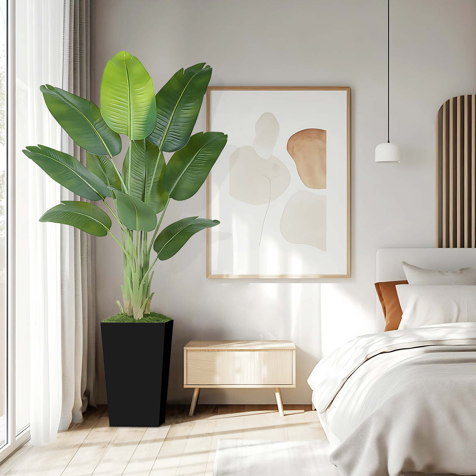 Keeplush Artificial  Faux Banana Leaf Tree with Tall Planter (5ft,6ft,7ft optional) 