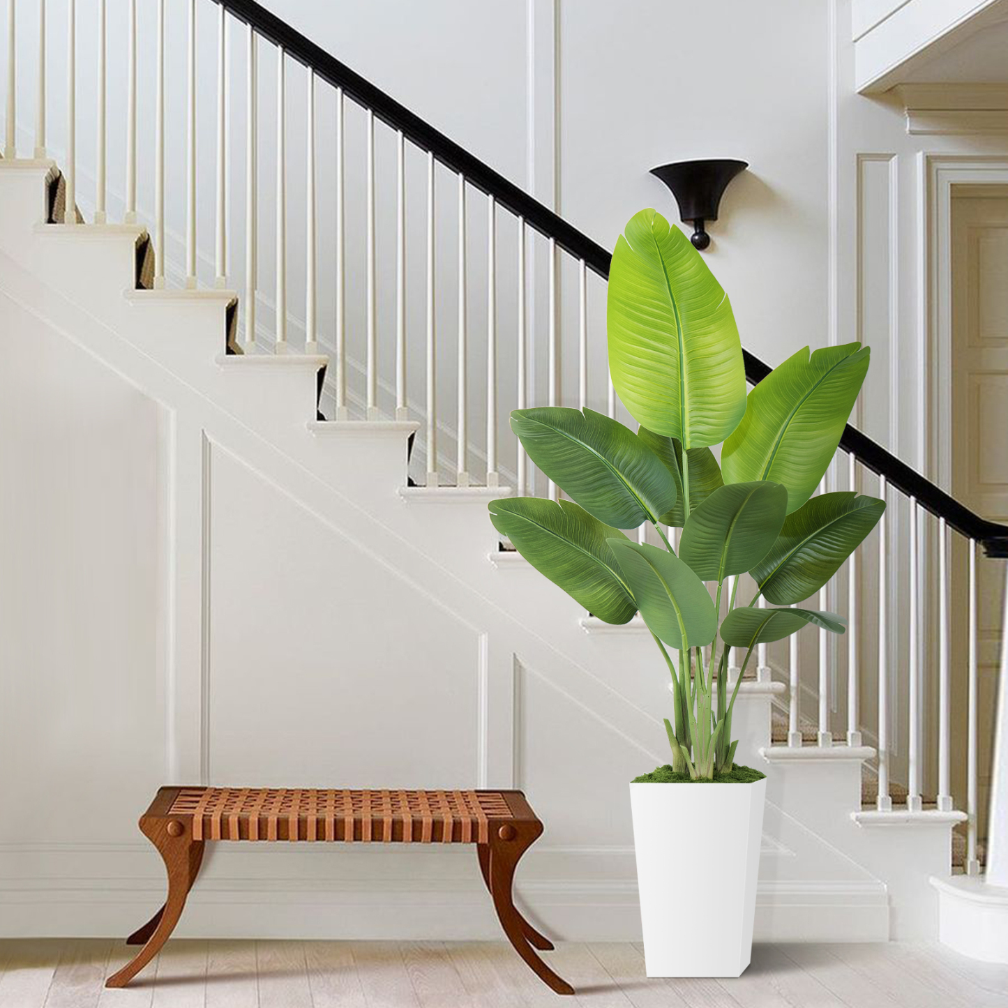 Keeplush Artificial  Faux Banana Leaf Tree with Tall Planter (5ft,6ft,7ft optional) 