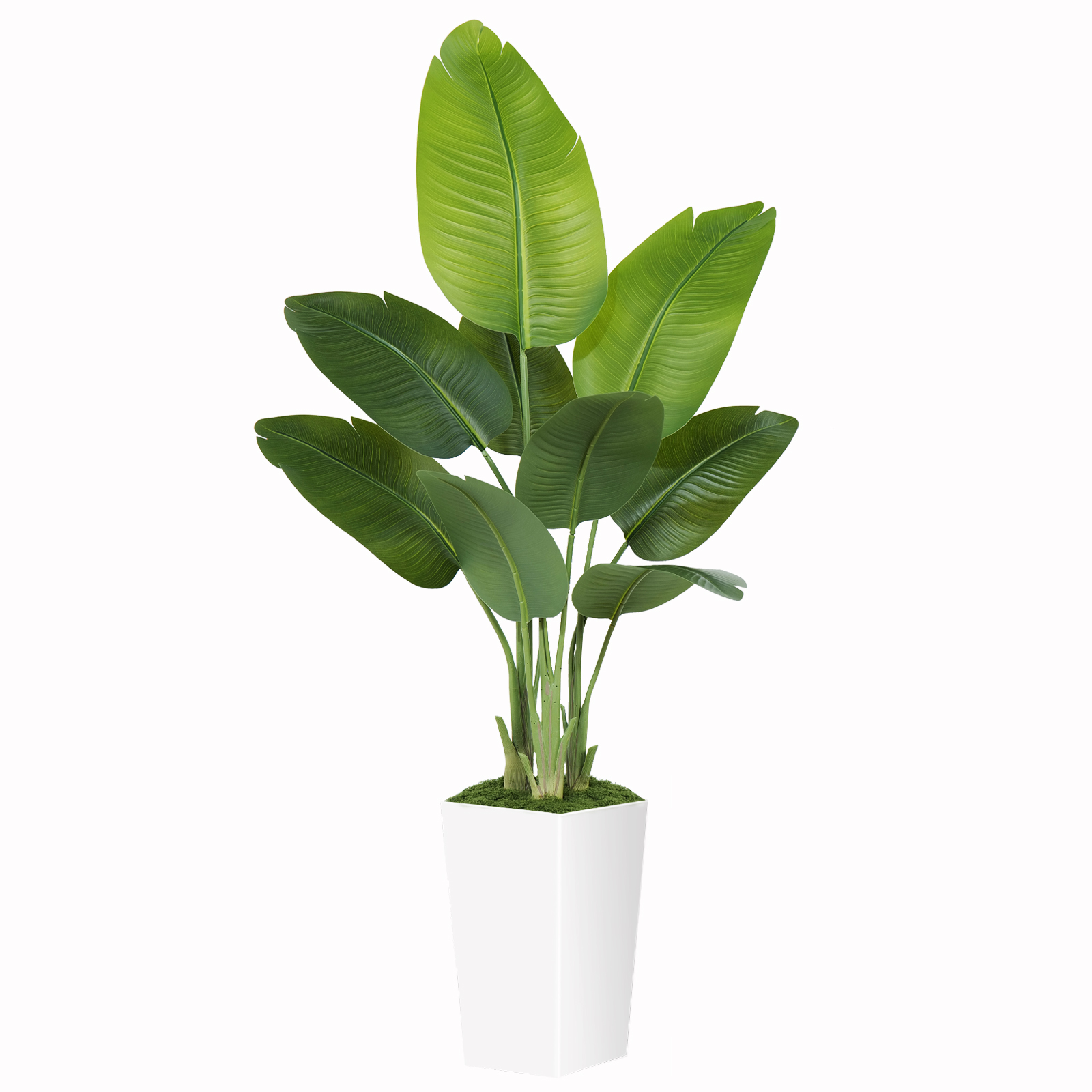 KeeArtificial Plant 7ft Faux Banana Leaf Tree with White Tall Planter 