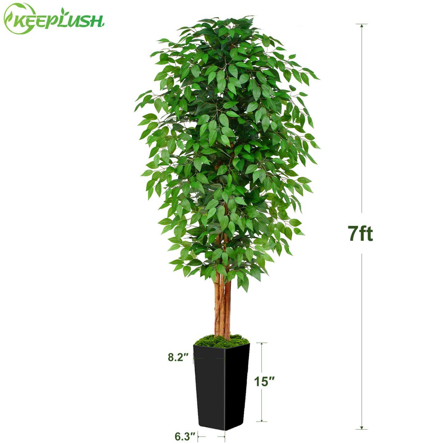 Keeplush Ficus Artificial Tree,Tall Lush Faux TreeKeeplush Artificial  Faux Banana Leaf Tree with Tall Planter (4ft,5ft,6ft,7ft optional White & Black) 