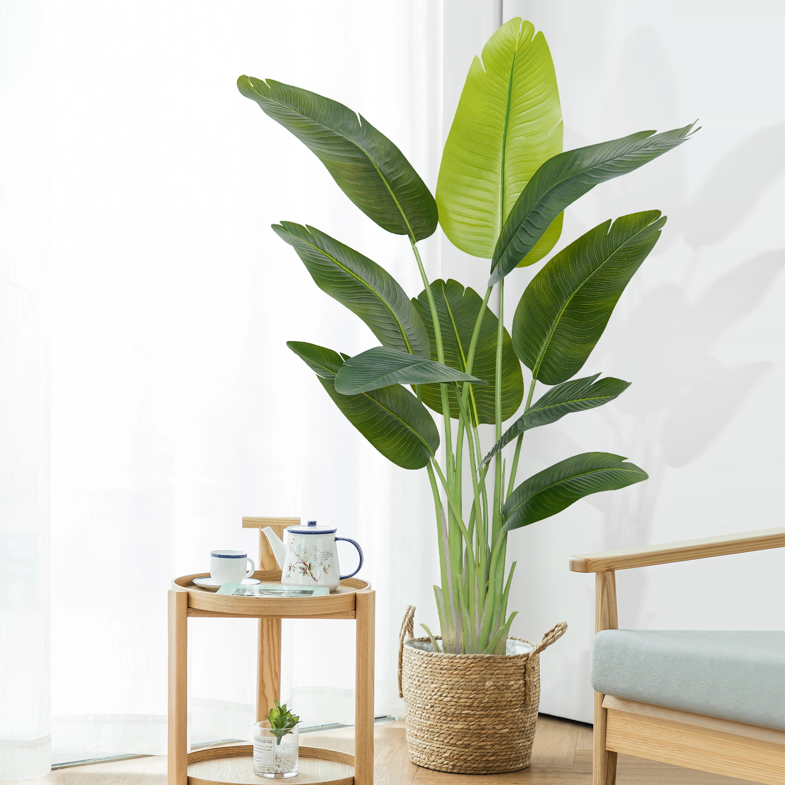 Keeplush Lifelike Bird of Paradise Artificial Plant,6ft Faux Banana Leaf Tree