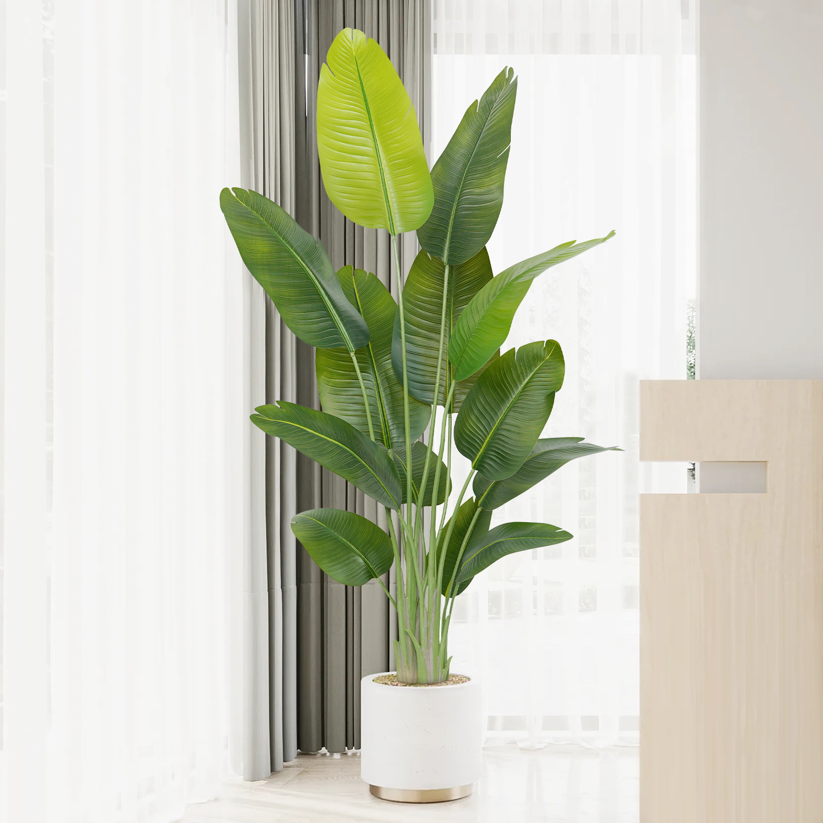 Keeplush Lifelike Bird of Paradise Artificial Plant,6ft Faux Banana Leaf Tree