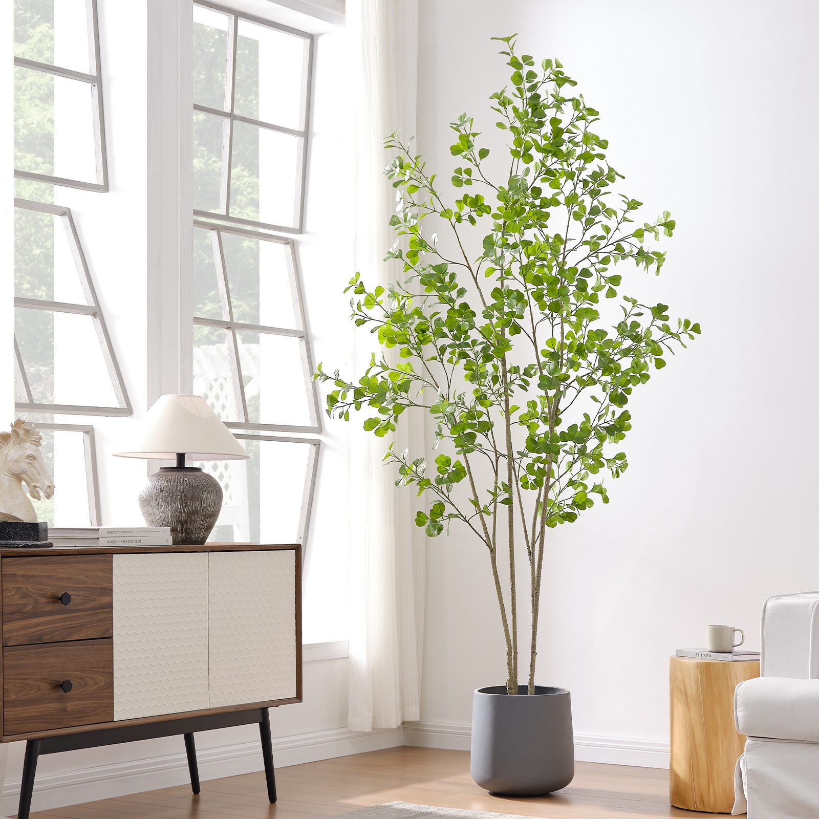 8ft Tall Artificial Ficus Tree(Umbellata)