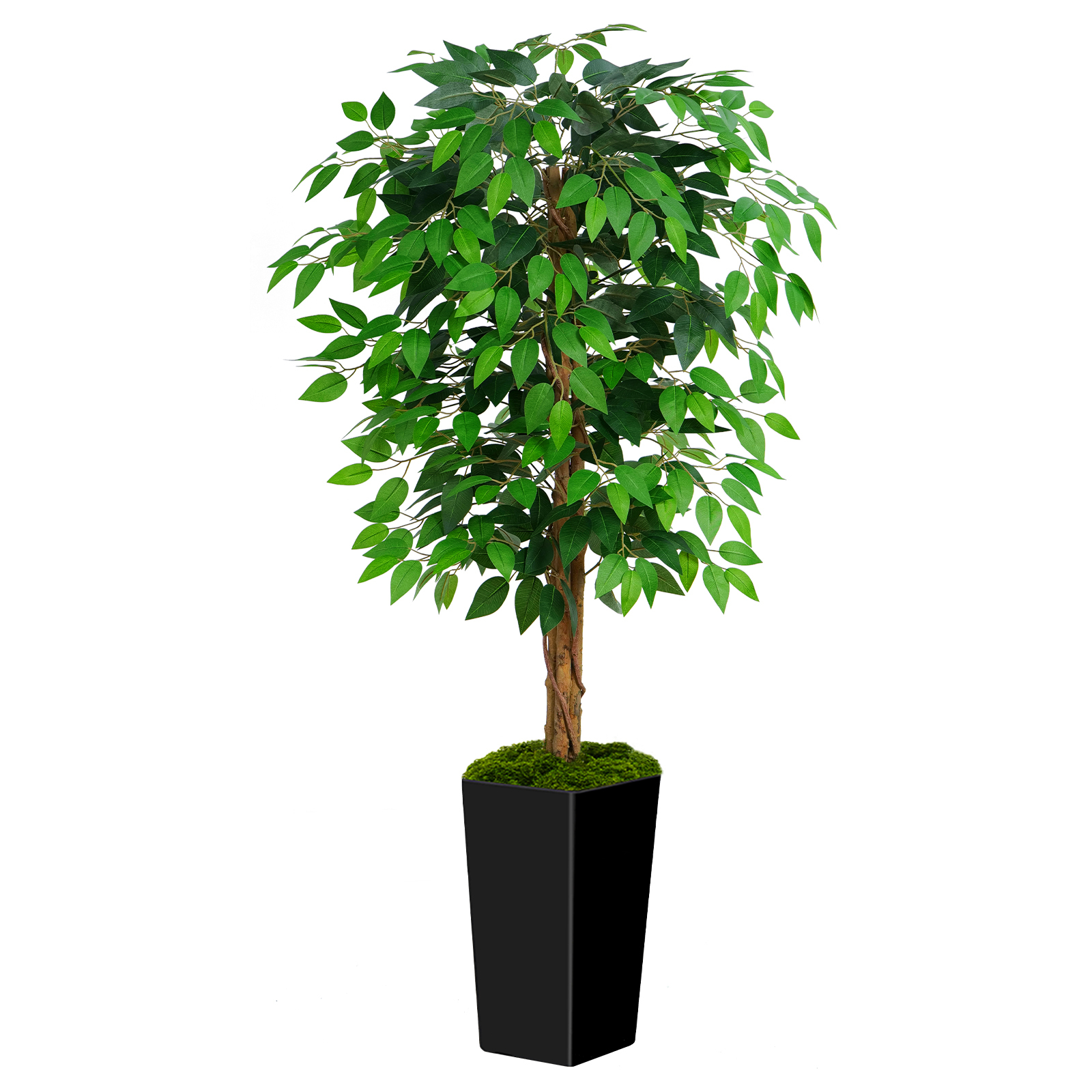 Keeplush Ficus Artificial Tree,Tall Lush Faux TreeKeeplush Artificial  Faux Banana Leaf Tree with Tall Planter (4ft,5ft,6ft,7ft optional White & Black) 