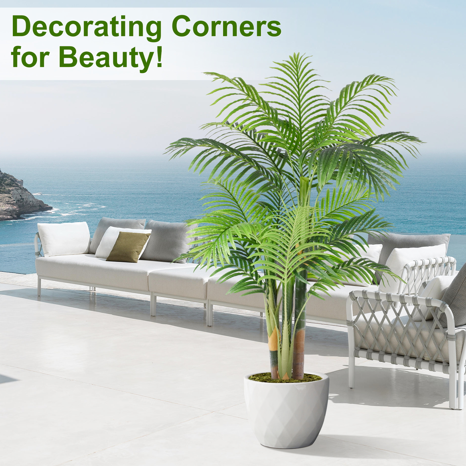 Keeplush 6ft Tall Triple Golden Cane Palm Artificial Tree