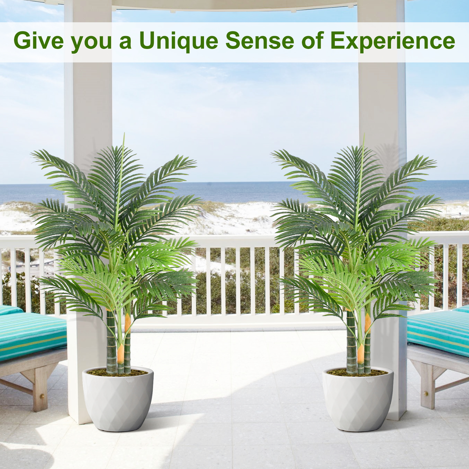 Keeplush 6ft Tall Triple Golden Cane Palm Artificial Tree