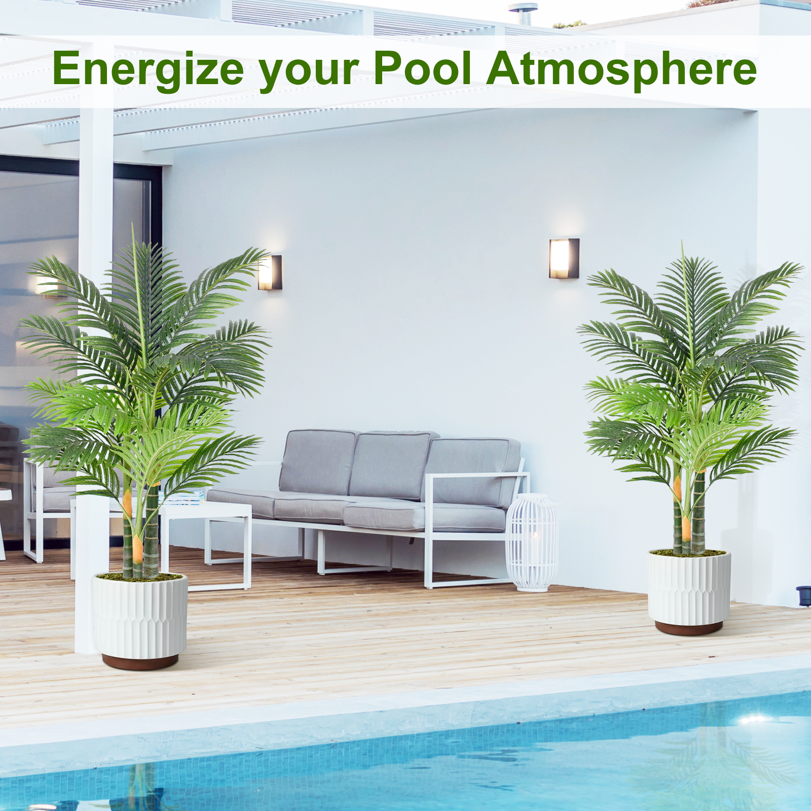 Keeplush 6ft Tall Triple Golden Cane Palm Artificial Tree