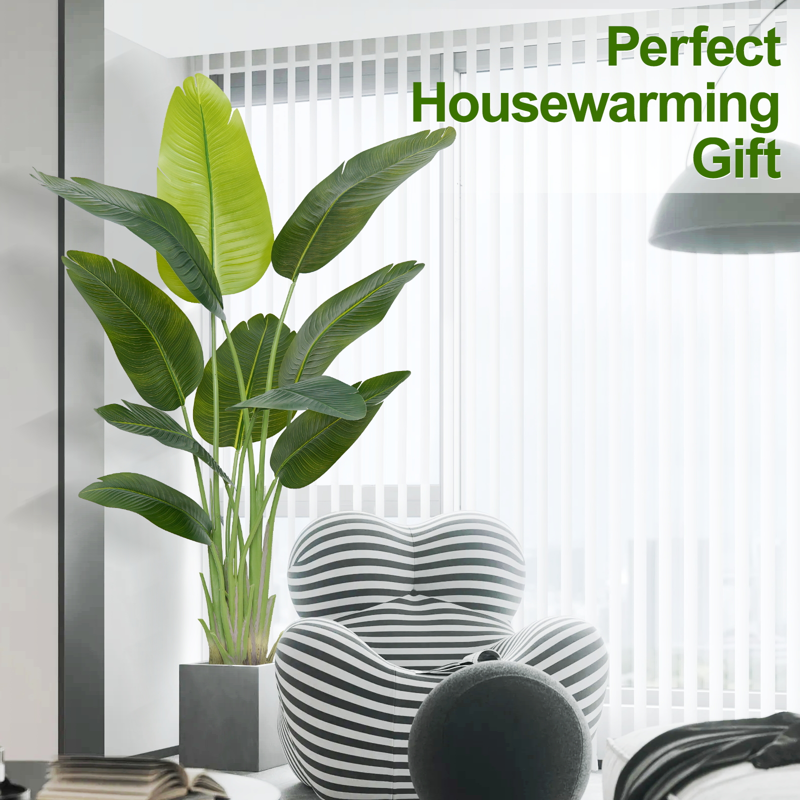 Keeplush Lifelike Bird of Paradise Artificial Plant,6ft Faux Banana Leaf Tree