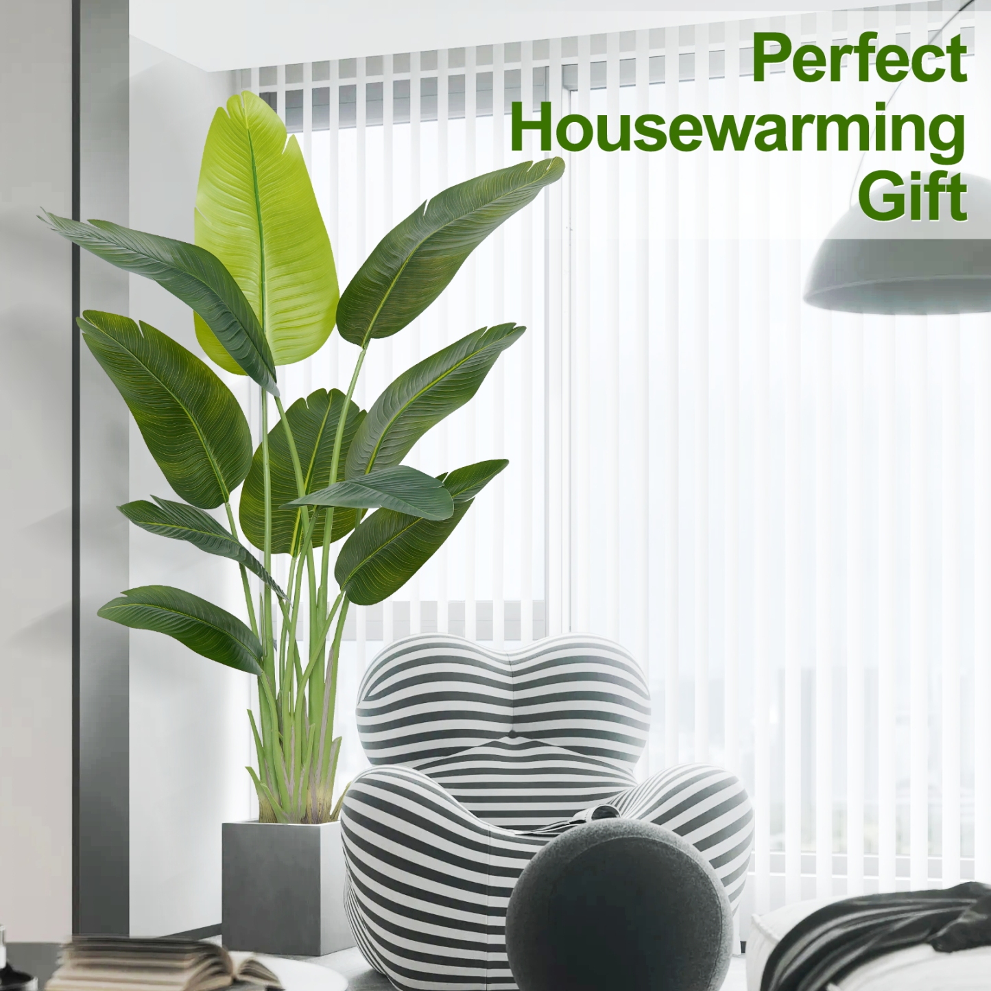 Keeplush Lifelike Bird of Paradise Artificial Plant,6ft Faux Banana Leaf Tree