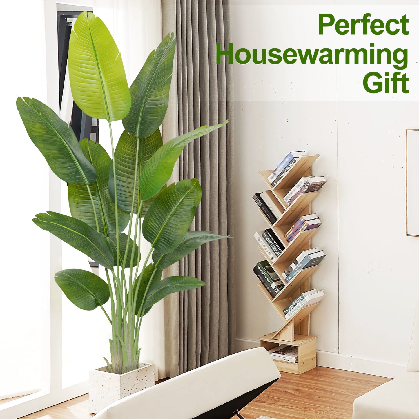 Keeplush Lifelike Bird of Paradise Artificial Plant,6ft Faux Banana Leaf Tree