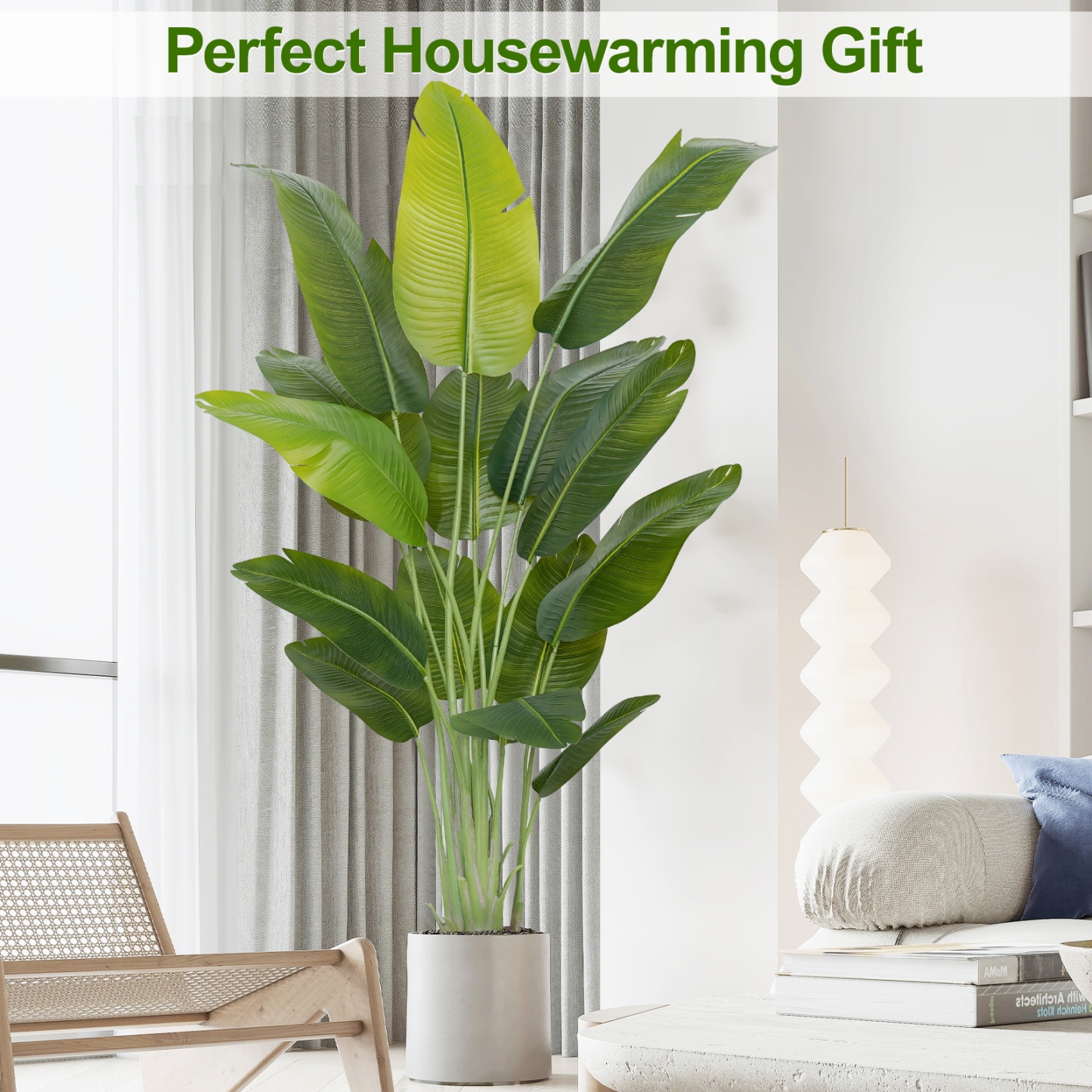 Keeplush Lifelike Bird of Paradise Artificial Plant,6ft Faux Banana Leaf Tree