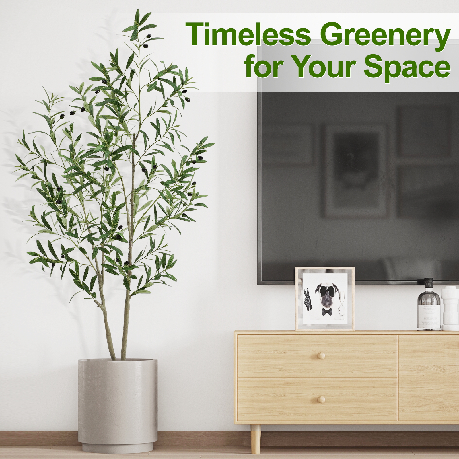 7ft Artificial Olive Tree, Fake Olive Tree with 1008 Lifelike Olive Leaves and 72 Fruits