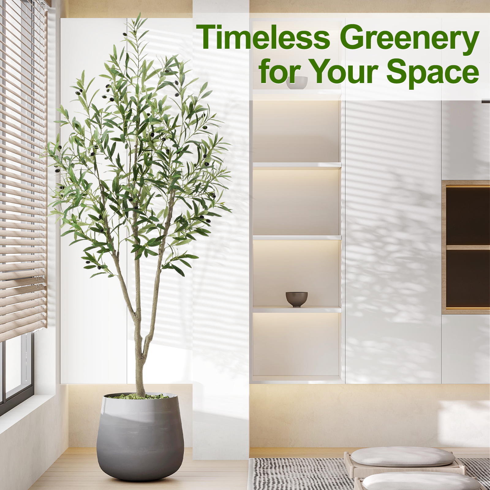 7ft Artificial Olive Tree, Fake Olive Tree with 1008 Lifelike Olive Leaves and 72 Fruits