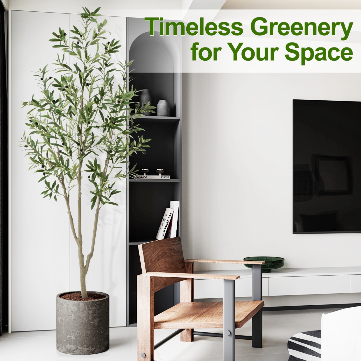 7ft Artificial Olive Tree, Fake Olive Tree with 1008 Lifelike Olive Leaves and 72 Fruits