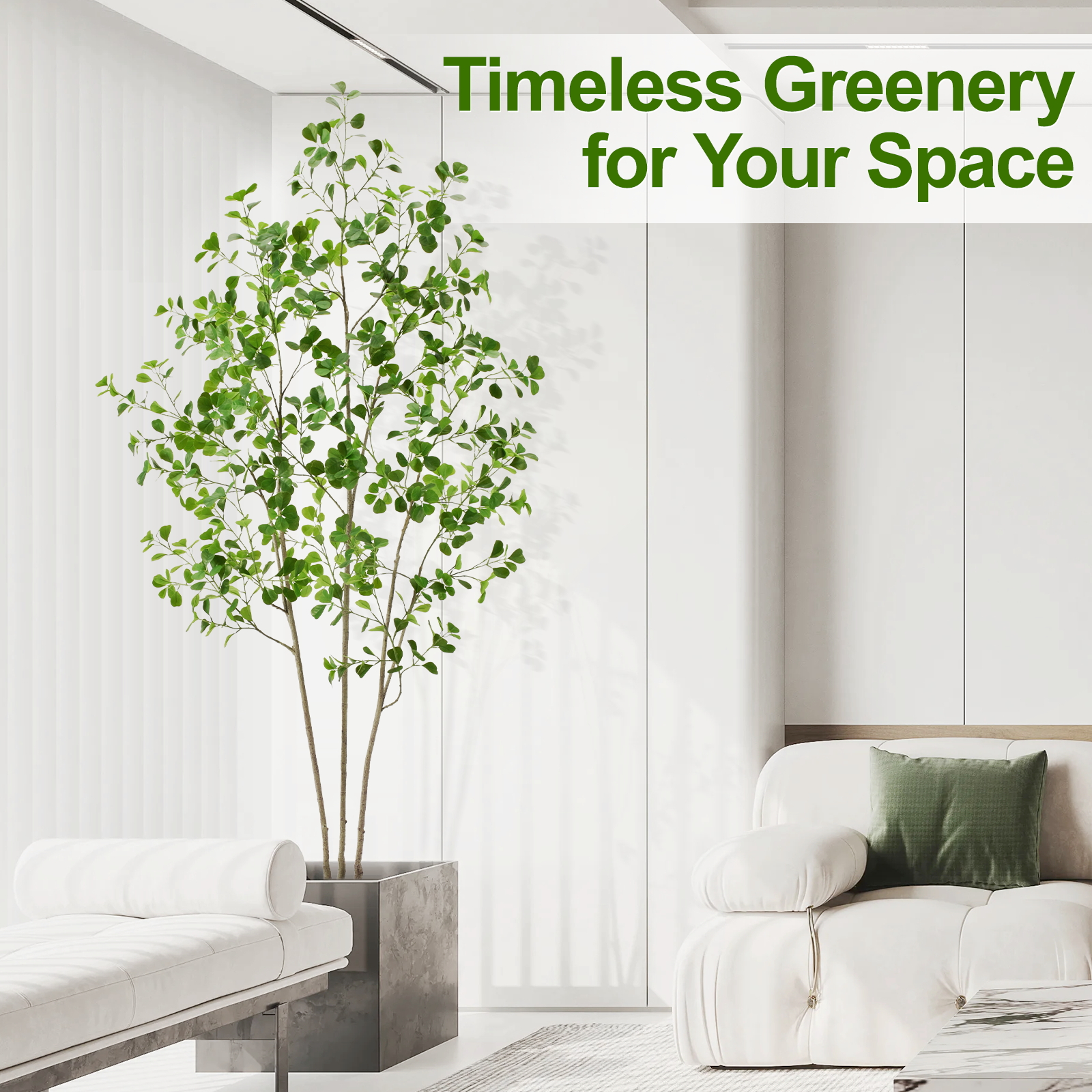 6ft Tall Artificial Ficus Tree(Umbellata), Large Fake Ficus Tree with Lifelike Leaves