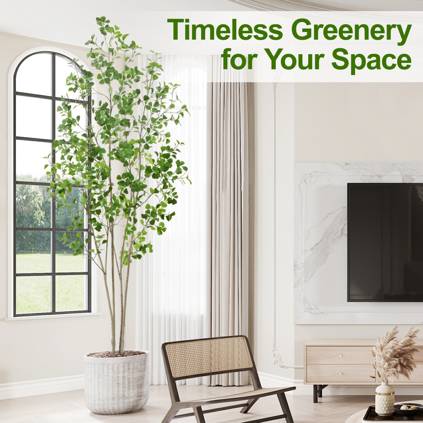 6ft Tall Artificial Ficus Tree(Umbellata), Large Fake Ficus Tree with Lifelike Leaves