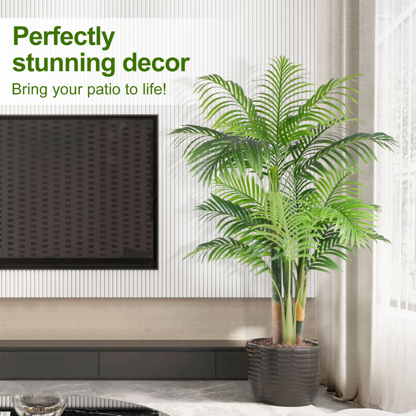 Keeplush 6ft Tall Triple Golden Cane Palm Artificial Tree