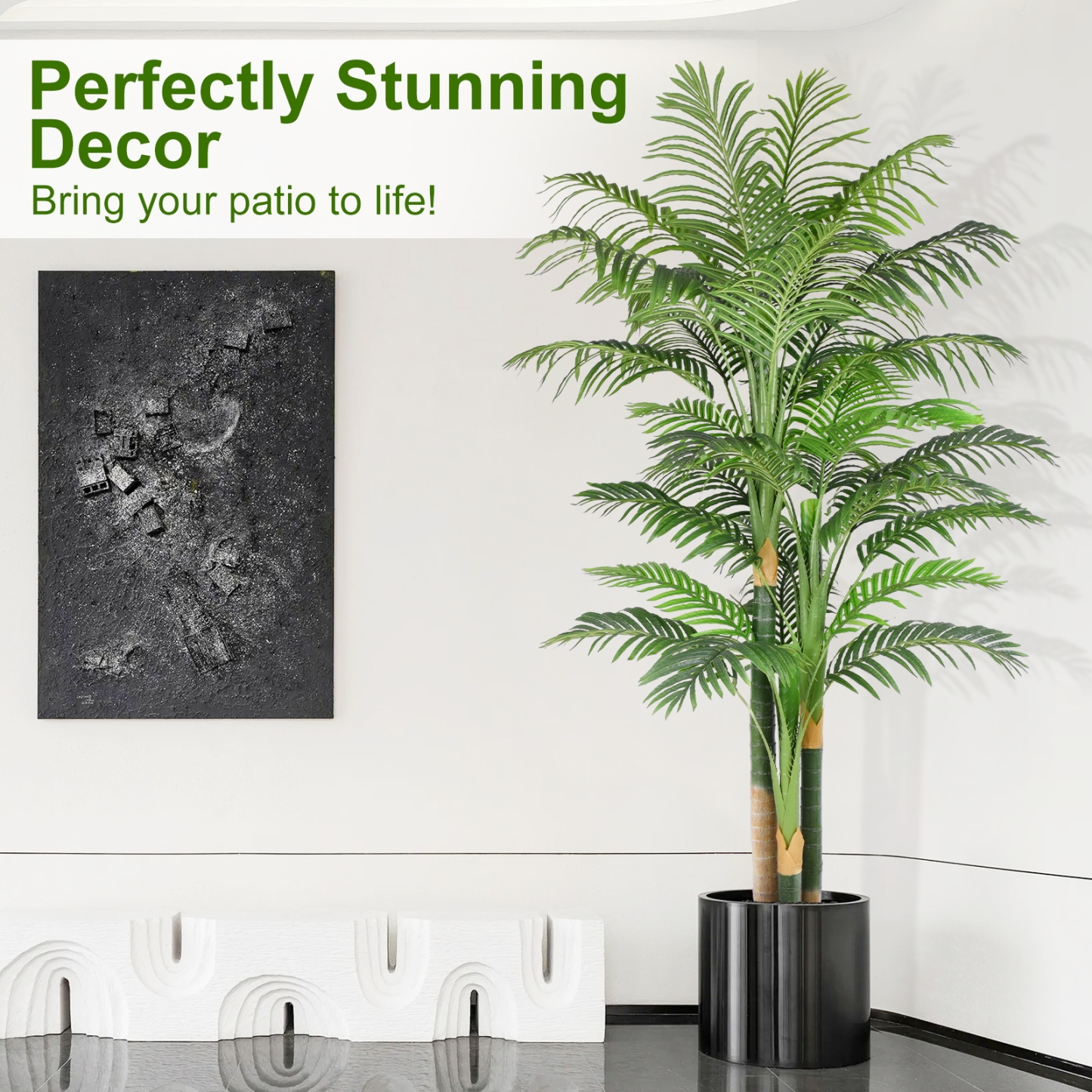 Keeplush 6ft Tall Triple Golden Cane Palm Artificial Tree