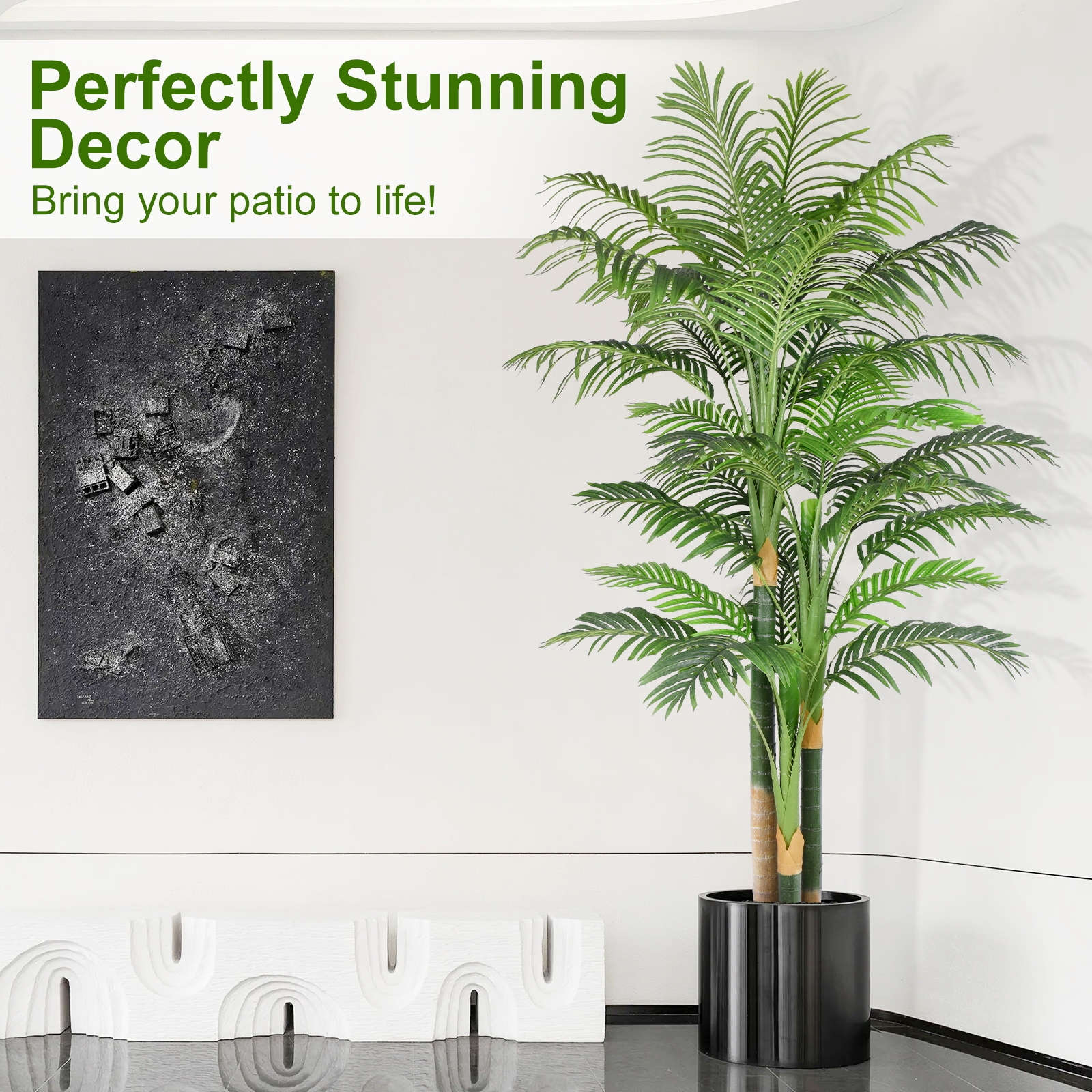 Keeplush 6ft Tall Triple Golden Cane Palm Artificial Tree