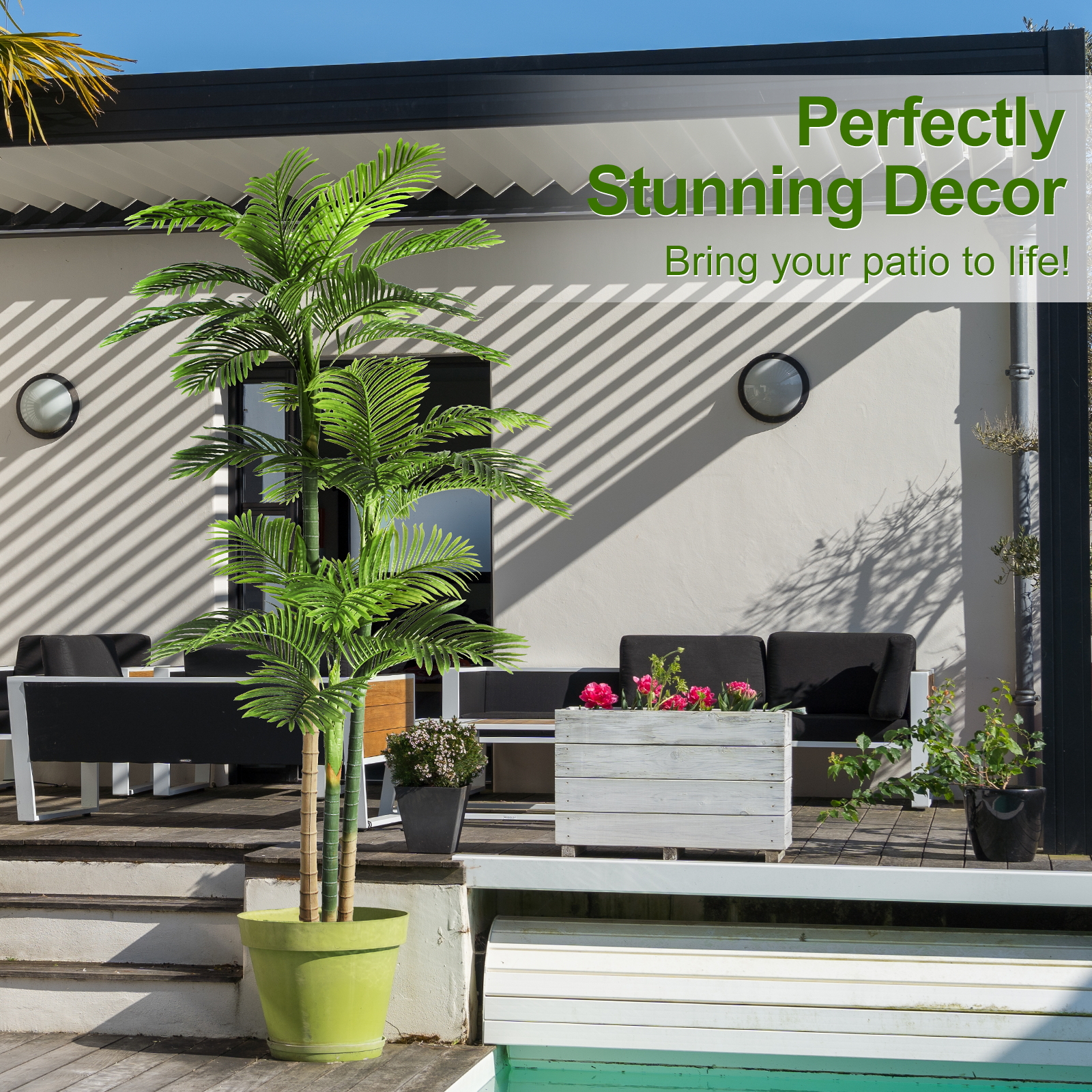 Keeplush 8.5ft Extra Tall Triple Golden Cane Palm Artificial Tree