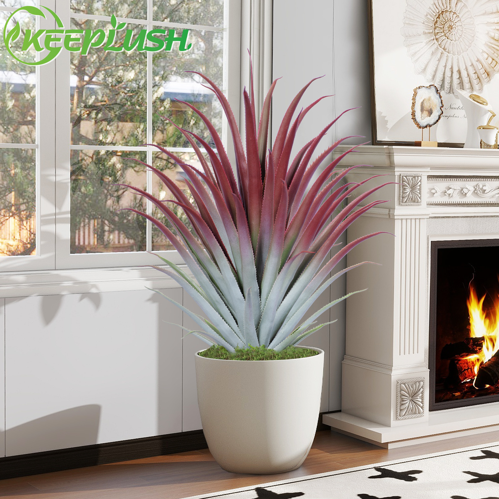 Keeplush Red Artificial Aloe Vera Plant - Artificial Agave Plants - Large Faux Floor Plant Outside - Fake Tree Perfect