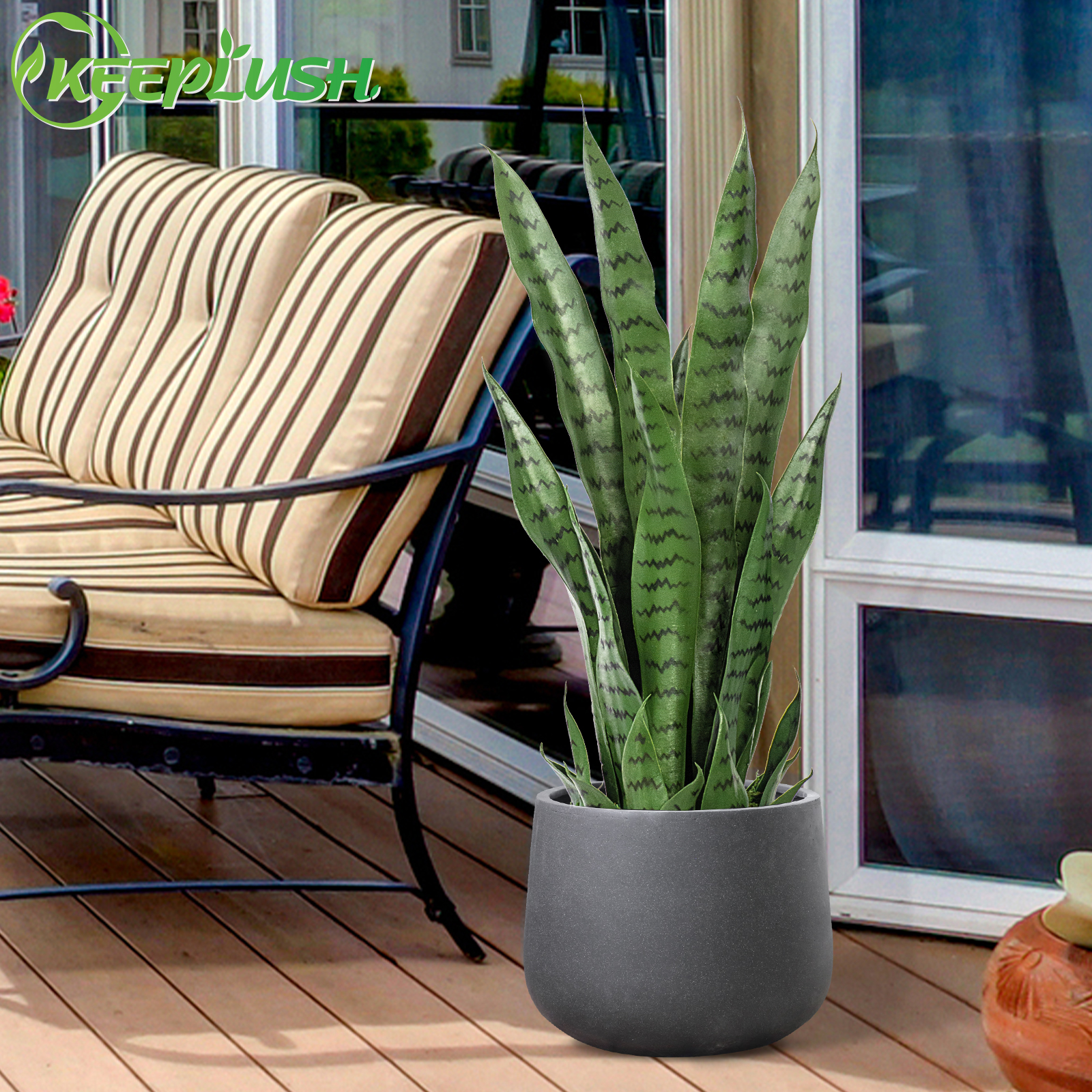 Keeplush Artificial Yellow Snake Plant – Tall Faux Floor Plant for Indoor & Outdoor, Fake Sansevieria Decor