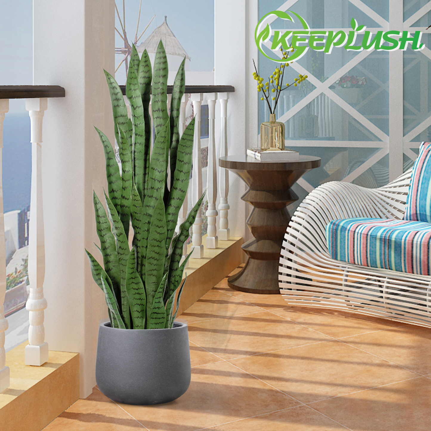 Keeplush Artificial Yellow Snake Plant – Tall Faux Floor Plant for Indoor & Outdoor, Fake Sansevieria Decor