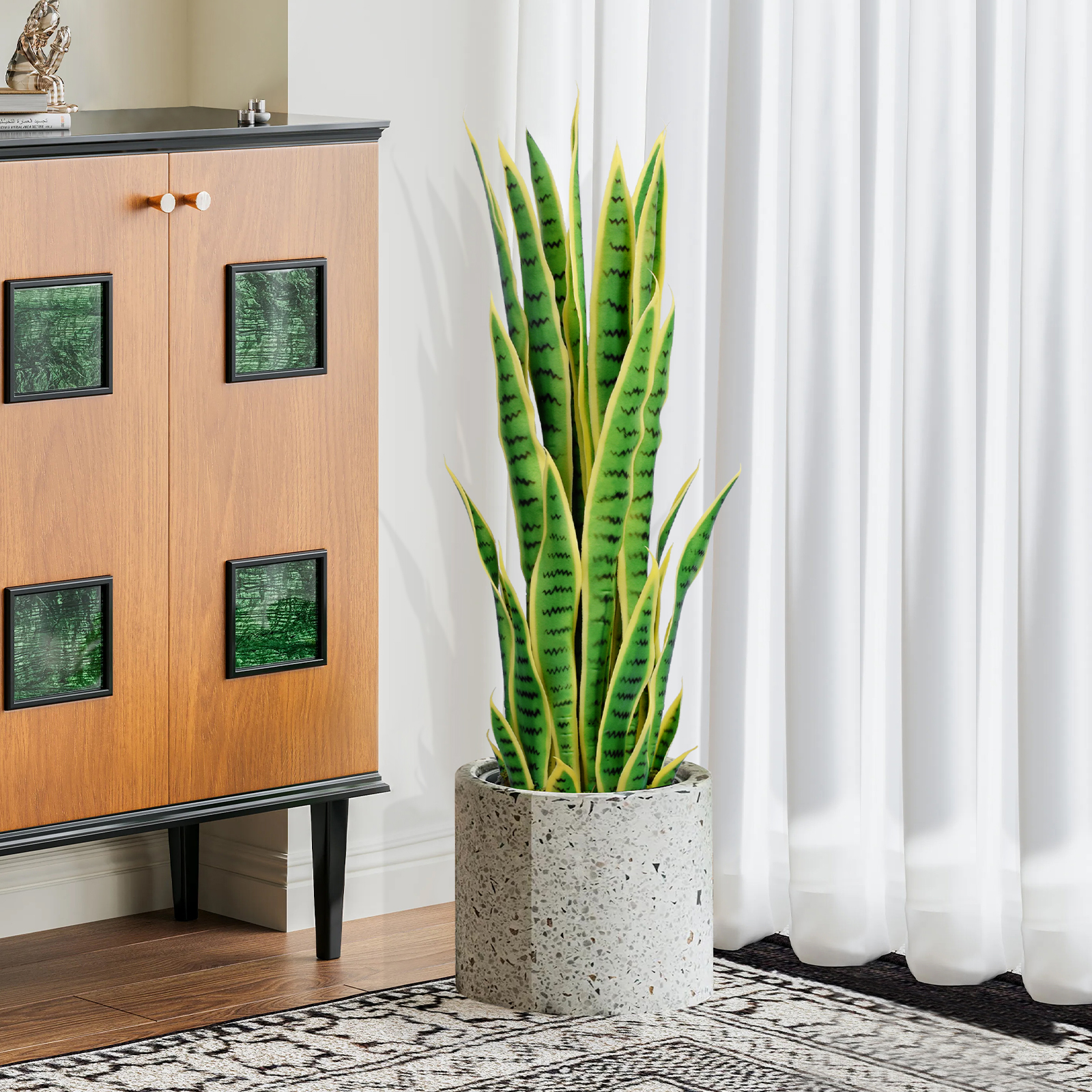 Keeplush Artificial Yellow Snake Plant – Tall Faux Floor Plant for Indoor & Outdoor, Fake Sansevieria Decor