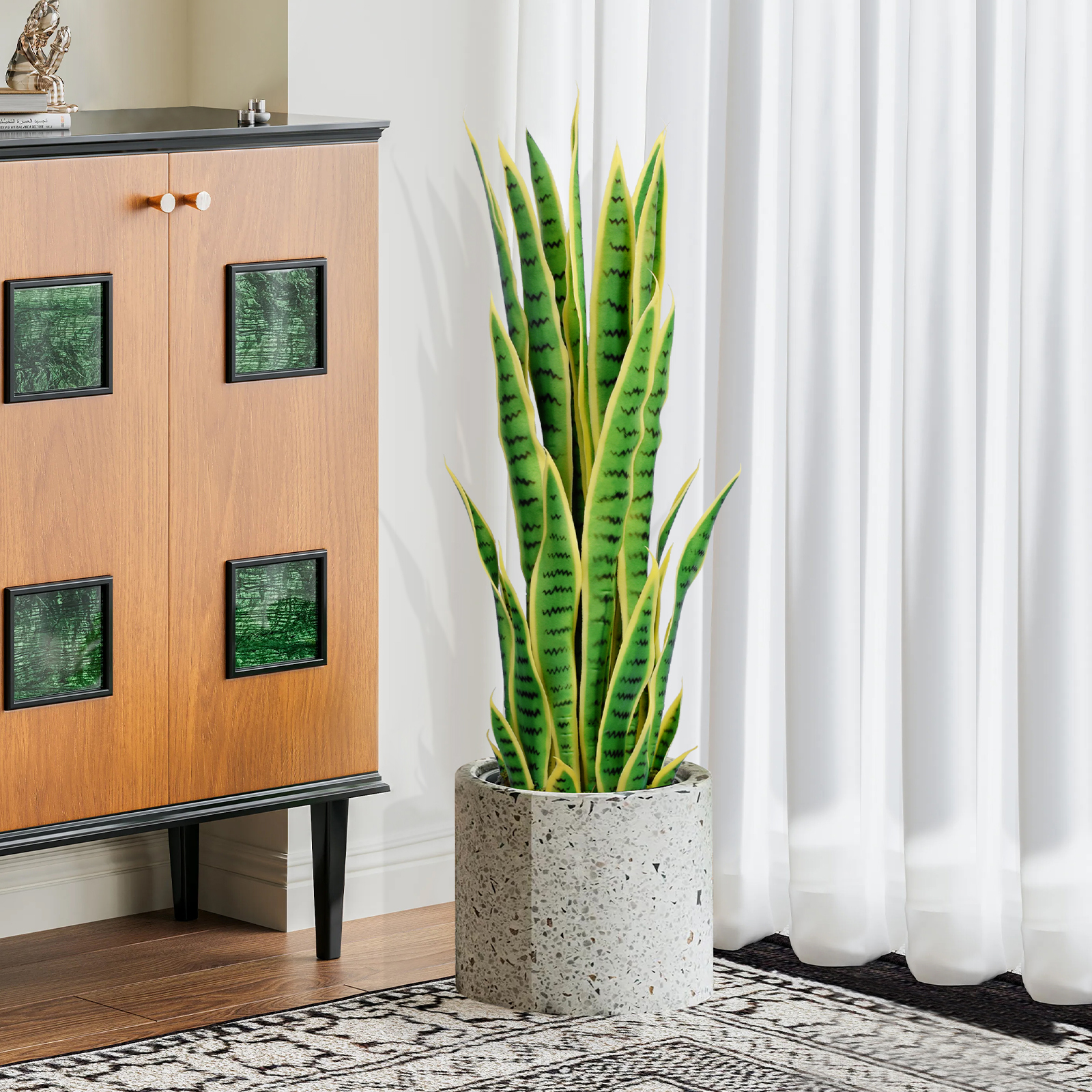 Keeplush Artificial Yellow Snake Plant – Tall Faux Floor Plant for Indoor & Outdoor, Fake Sansevieria Decor