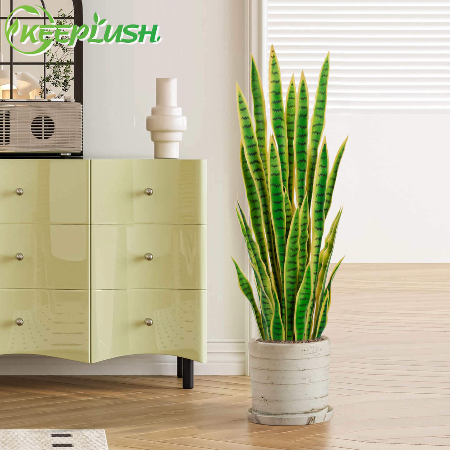 Keeplush Artificial Yellow Snake Plant – Tall Faux Floor Plant for Indoor & Outdoor, Fake Sansevieria Decor