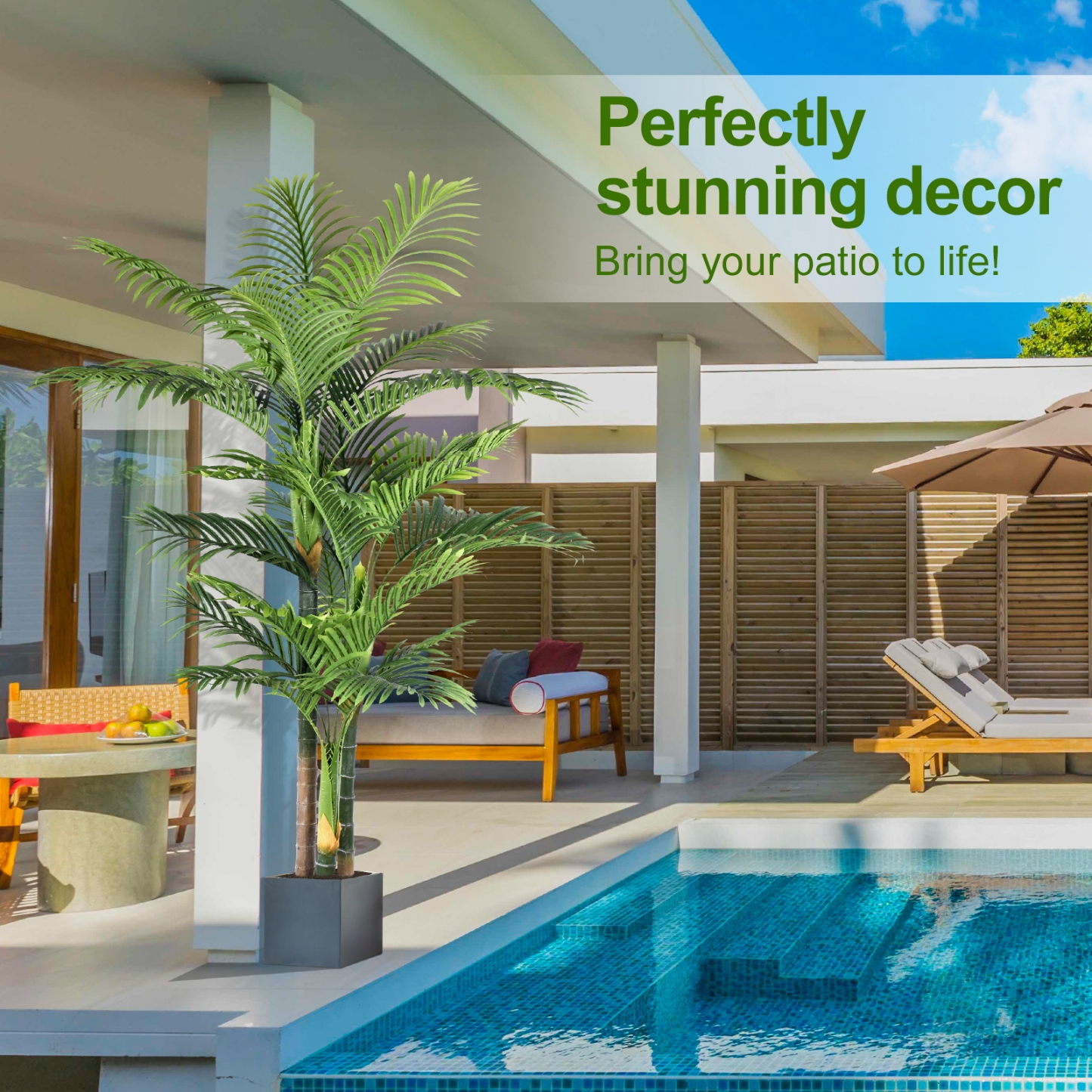 Keeplush 6ft Tall Triple Golden Cane Palm Artificial Tree