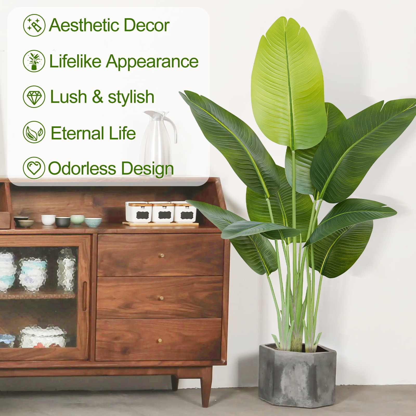 Keeplush Lifelike Bird of Paradise Artificial Plant,6ft Faux Banana Leaf Tree