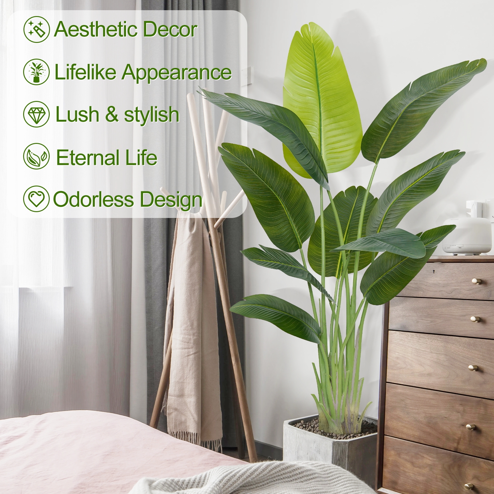 Keeplush Lifelike Bird of Paradise Artificial Plant,6ft Faux Banana Leaf Tree