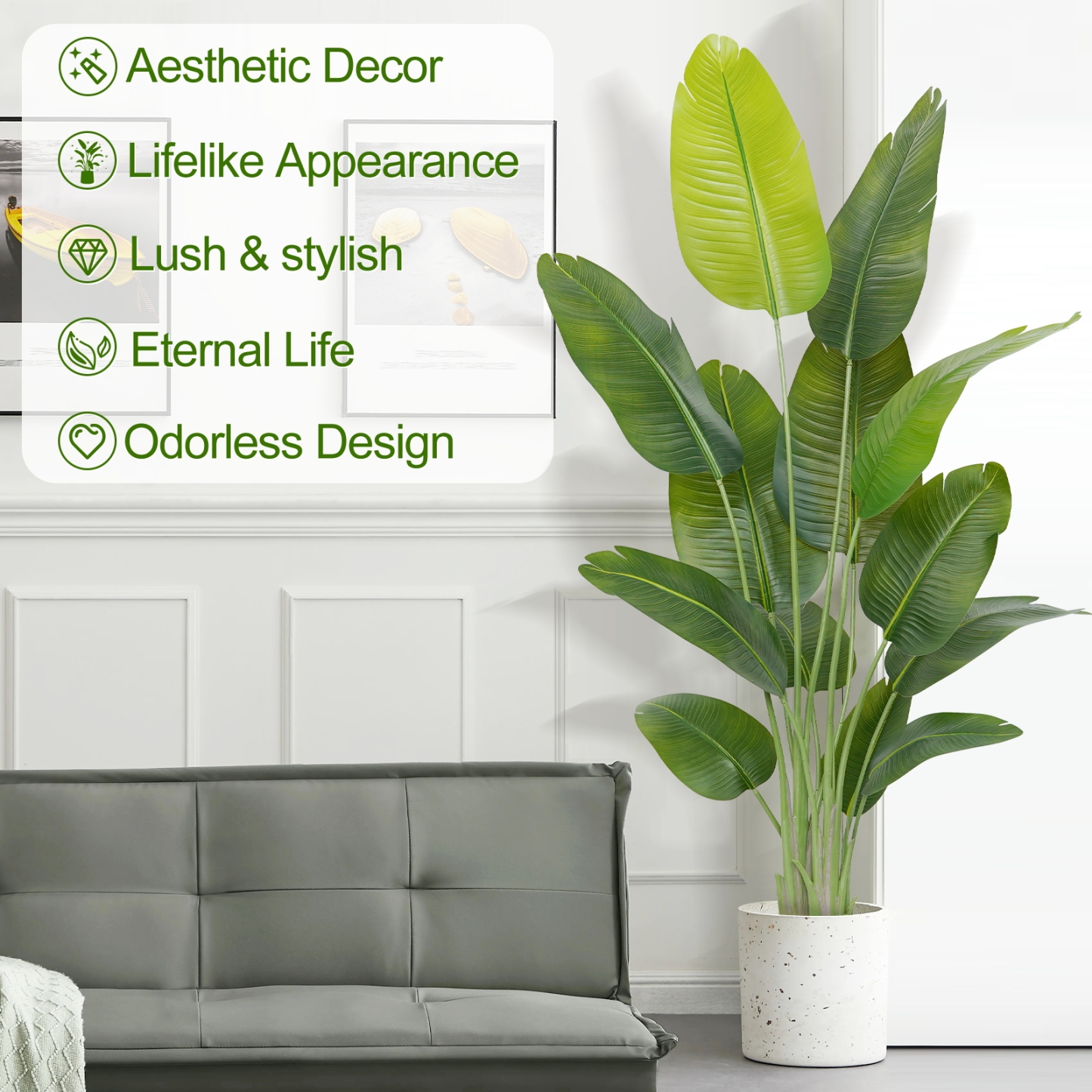 Keeplush Lifelike Bird of Paradise Artificial Plant,6ft Faux Banana Leaf Tree