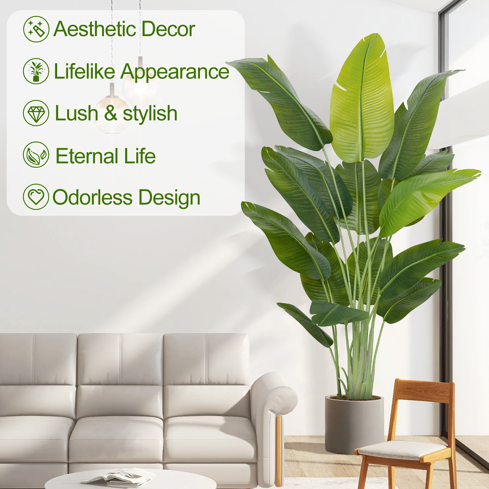 Keeplush Lifelike Bird of Paradise Artificial Plant,6ft Faux Banana Leaf Tree