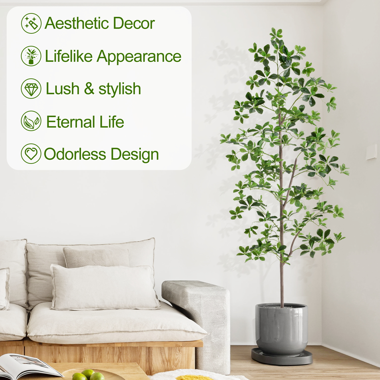 6ft Tall Artificial Black Olive Tree with 945 Lifelike Leaves