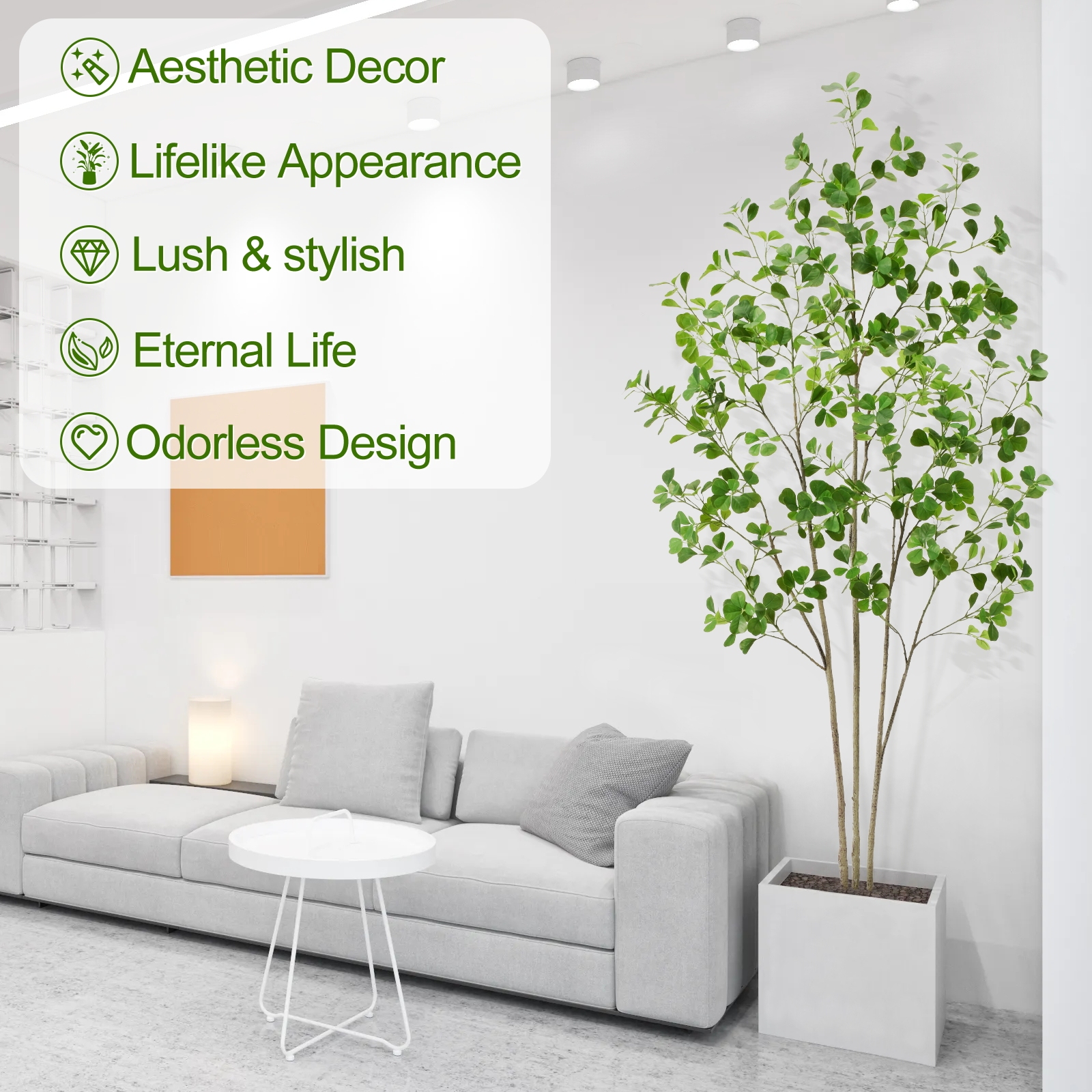 6ft Tall Artificial Ficus Tree(Umbellata), Large Fake Ficus Tree with Lifelike Leaves