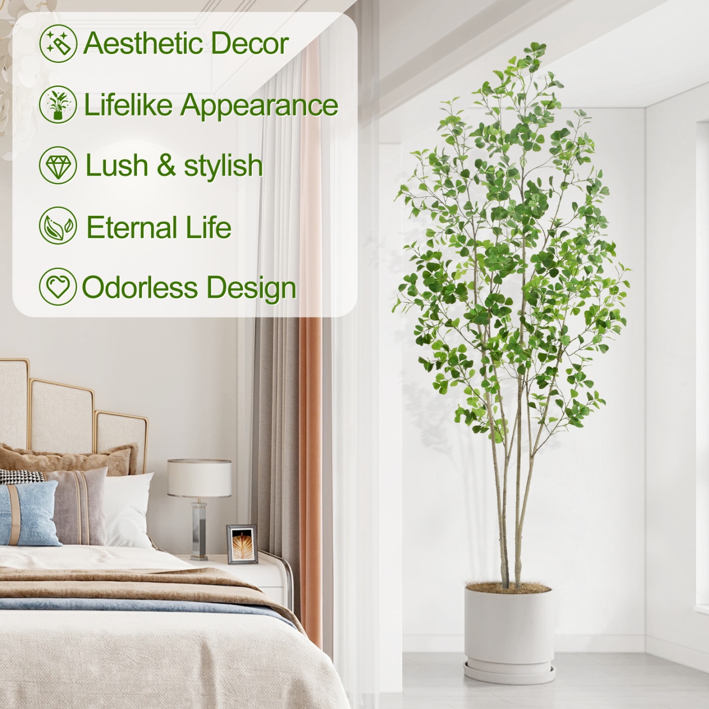 6ft Tall Artificial Ficus Tree(Umbellata), Large Fake Ficus Tree with Lifelike Leaves