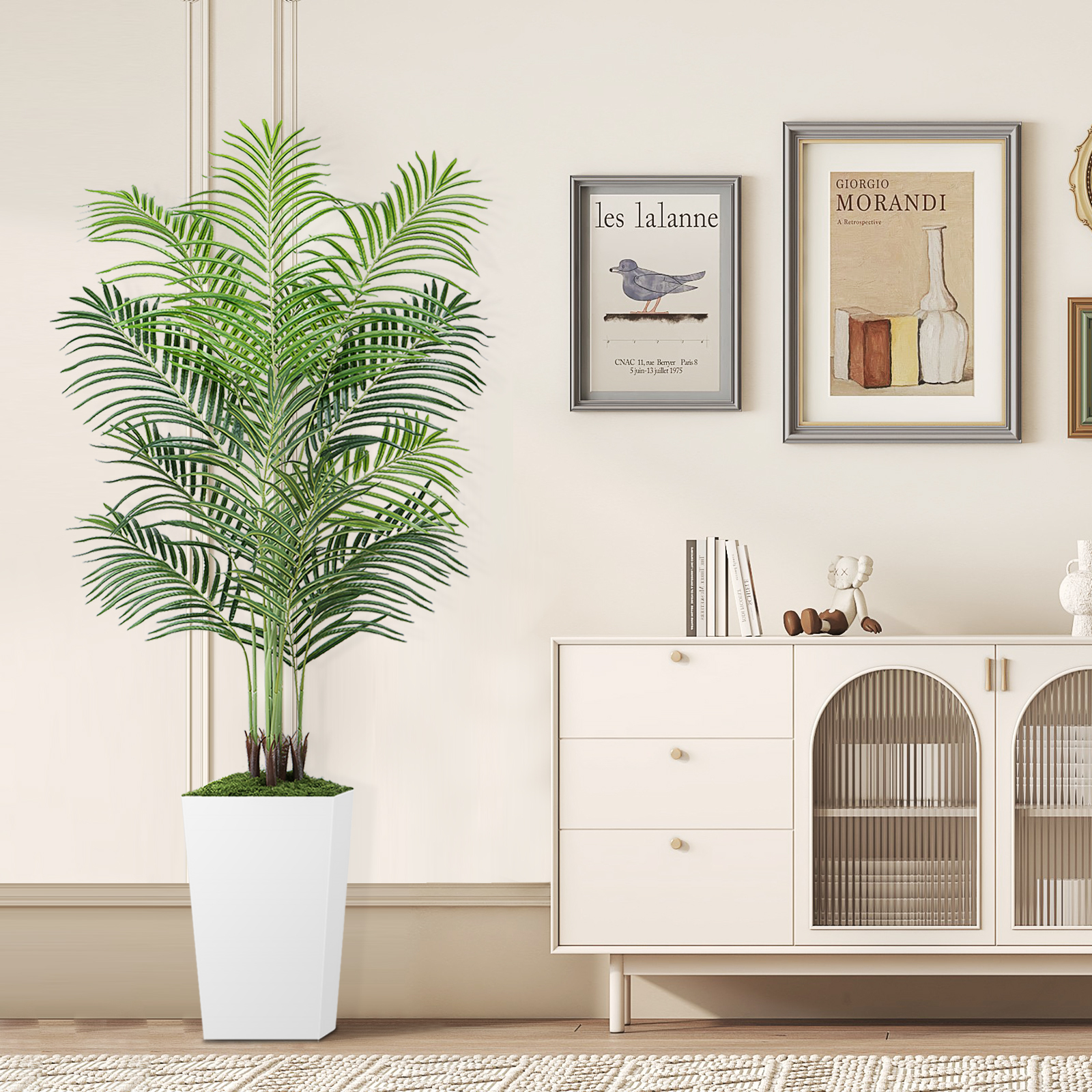 Keeplush Artificial Palm Tree with Planter – Tall Fake Tropical Areca Palm Tree (5ft,6ft,7ft optional White & Black) 
