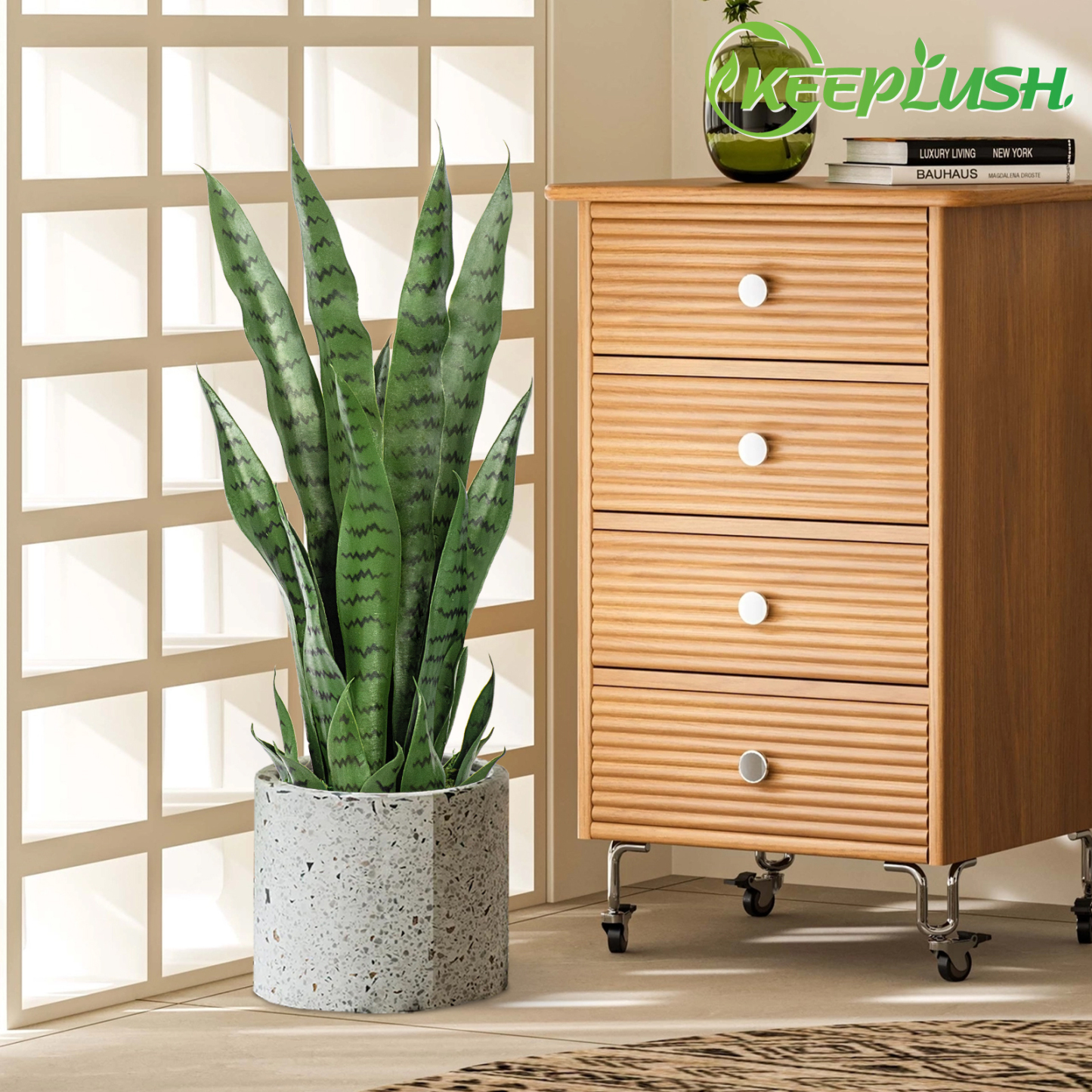 Keeplush Artificial Yellow Snake Plant – Tall Faux Floor Plant for Indoor & Outdoor, Fake Sansevieria Decor