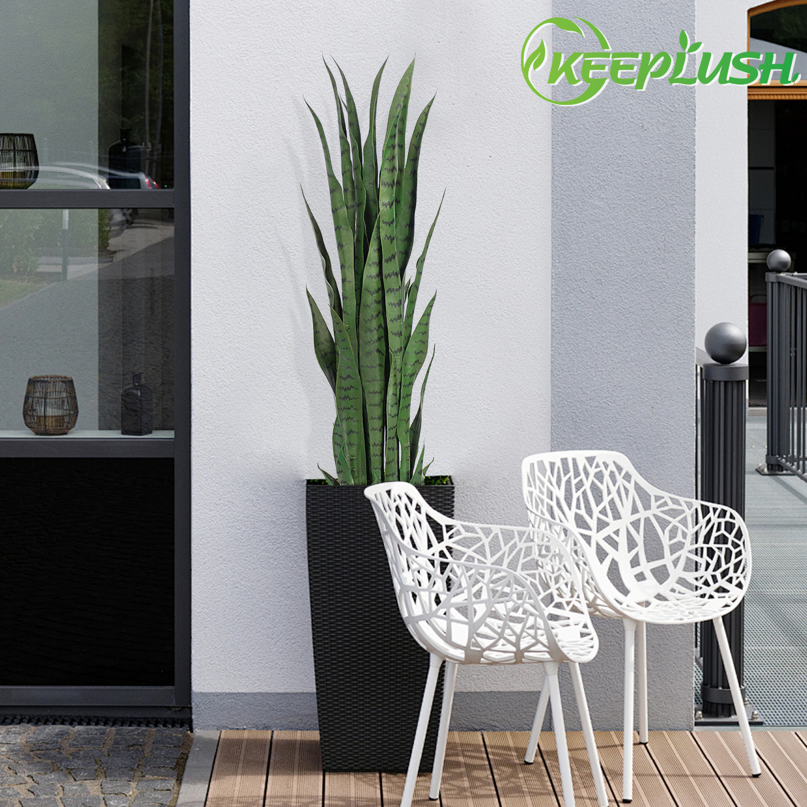 Keeplush Artificial Yellow Snake Plant – Tall Faux Floor Plant for Indoor & Outdoor, Fake Sansevieria Decor