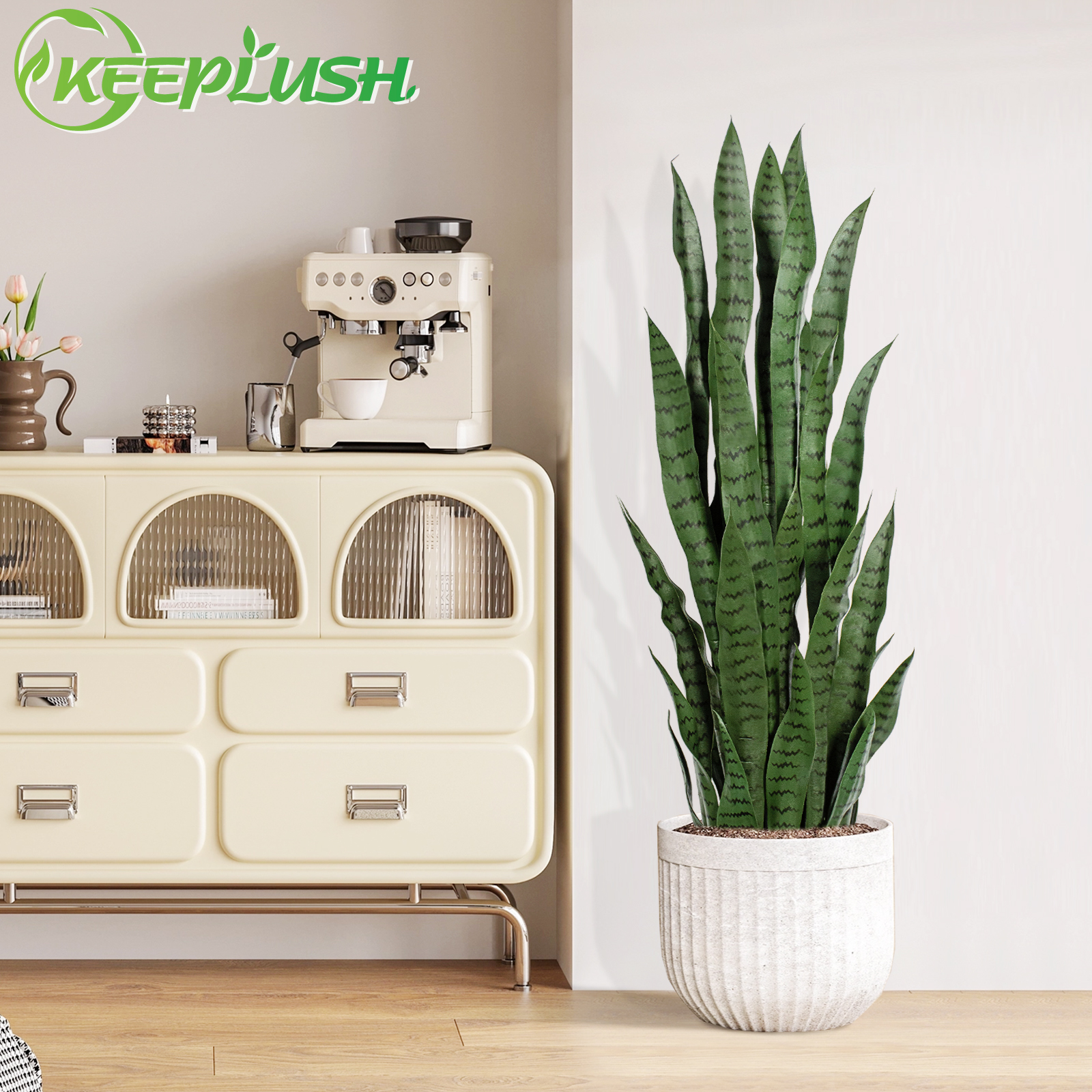 Keeplush Artificial Yellow Snake Plant – Tall Faux Floor Plant for Indoor & Outdoor, Fake Sansevieria Decor