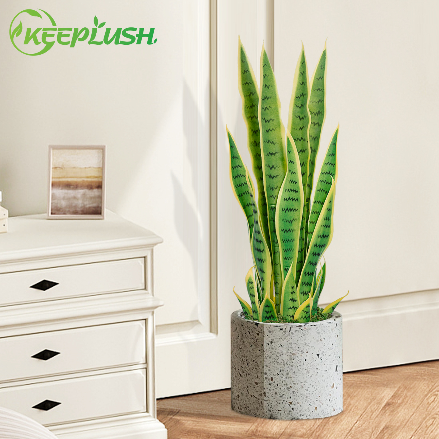 Keeplush Artificial Yellow Snake Plant – Tall Faux Floor Plant for Indoor & Outdoor, Fake Sansevieria Decor