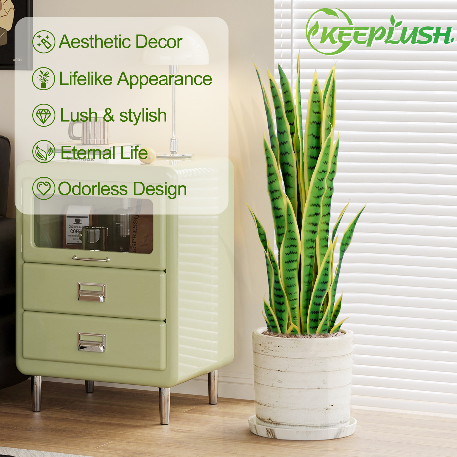 Keeplush Artificial Yellow Snake Plant – Tall Faux Floor Plant for Indoor & Outdoor, Fake Sansevieria Decor