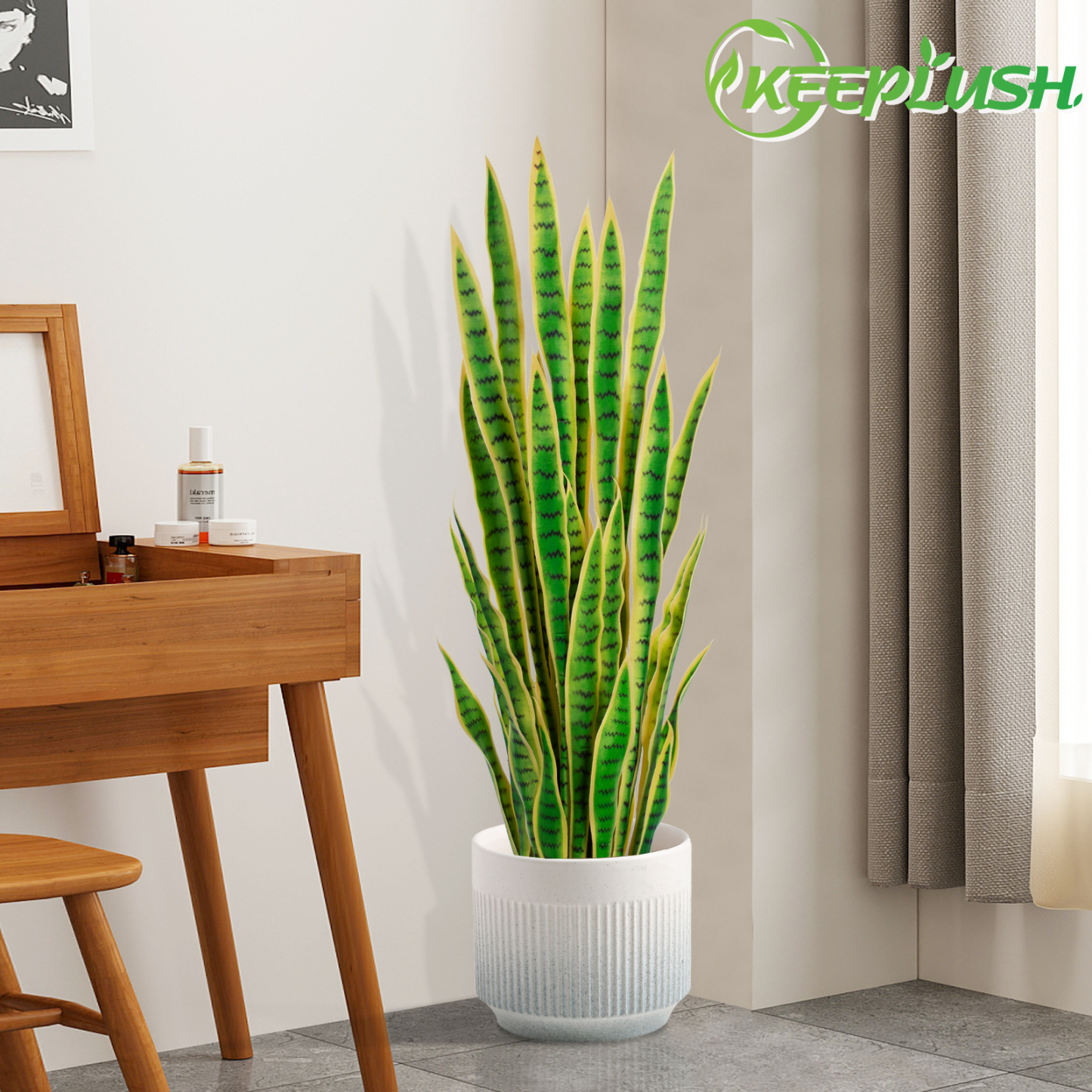 Keeplush Artificial Yellow Snake Plant – Tall Faux Floor Plant for Indoor & Outdoor, Fake Sansevieria Decor
